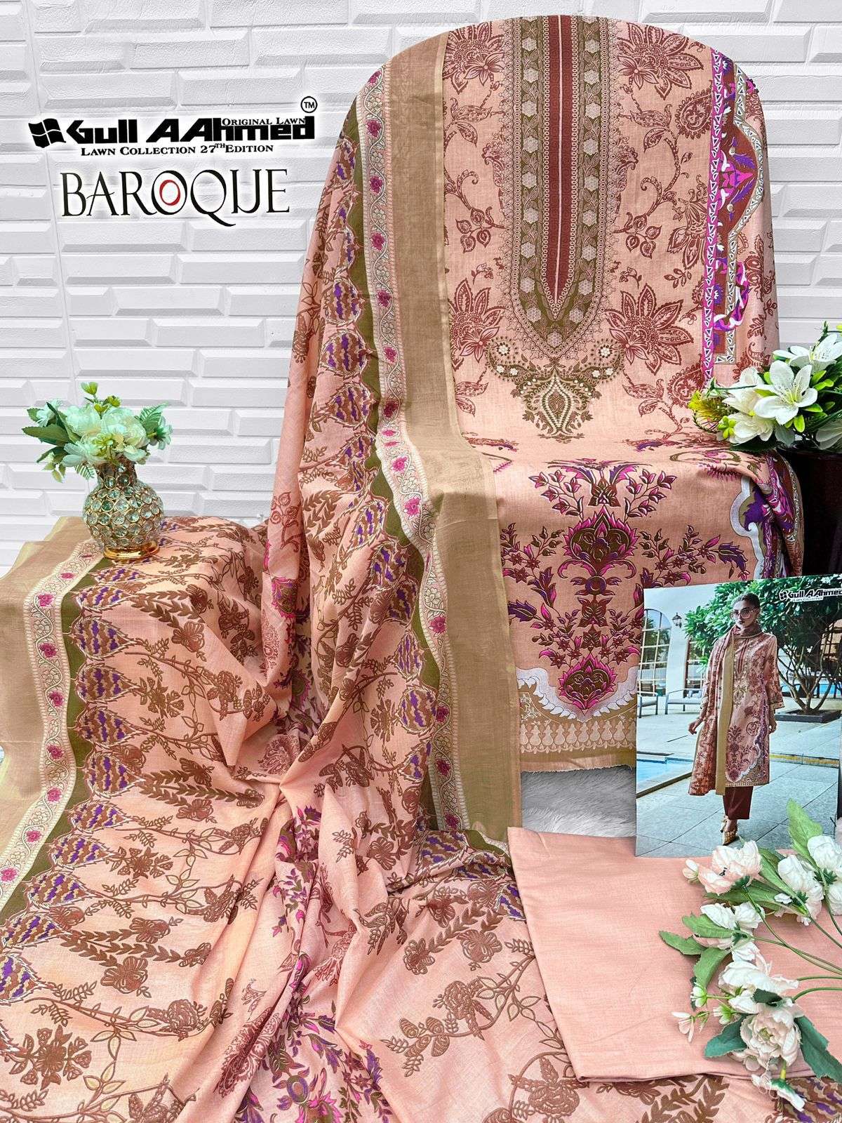GULL AAHMED BAROQUE VOL 2 LAWN COTTON DIGITAL PRINTS SALWAR SUIT