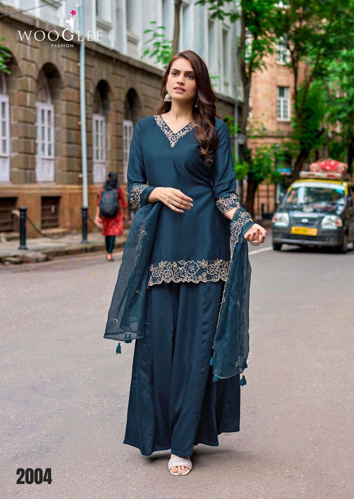 WOOGLEE SHABNAM SILK FANCY EMBROIDERY DESIGNER READY MADE LADIES SUIT