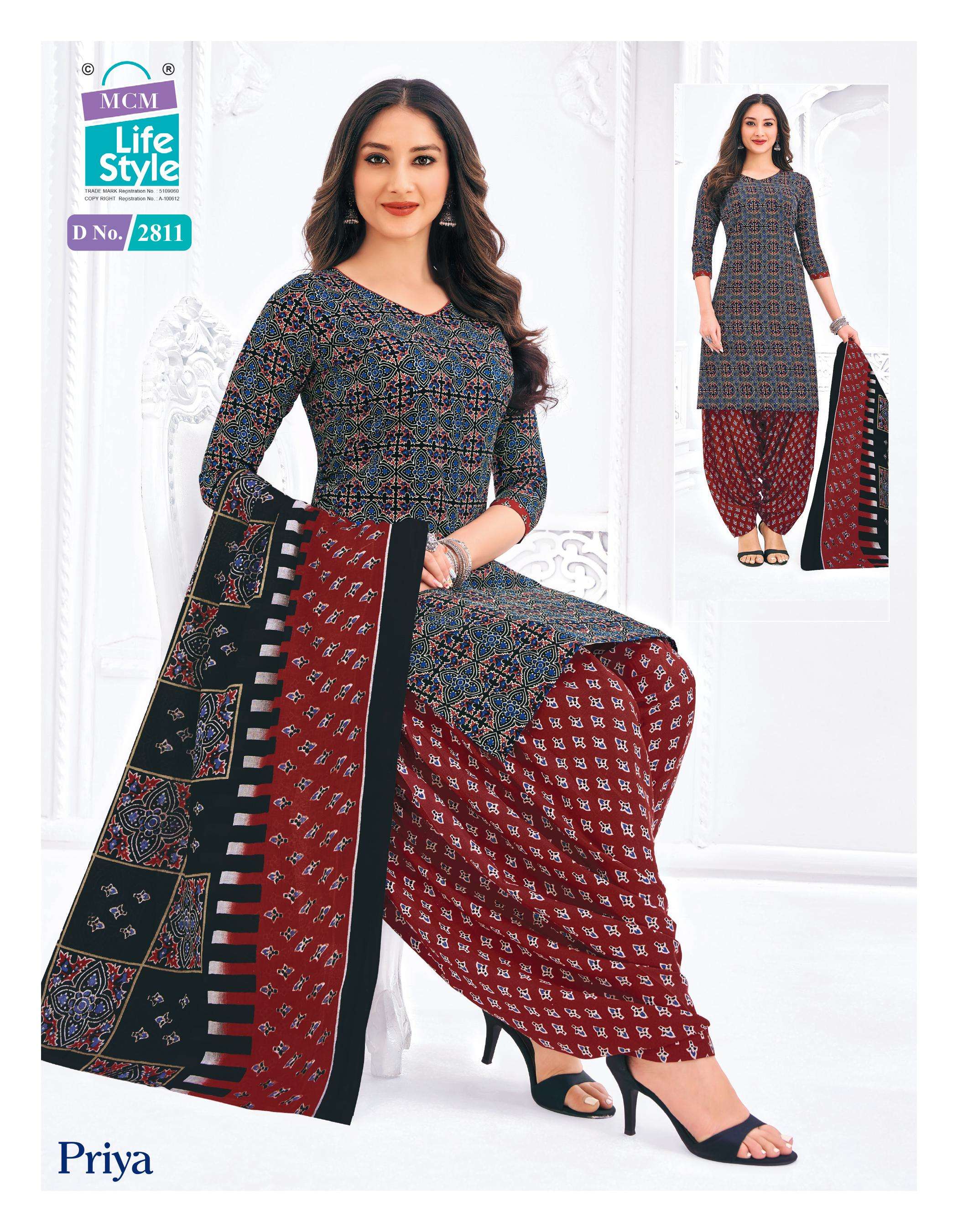 MCM LIFESTYLE PRIYA VOL 28COTTON PRINTED PATIYALA SUIT