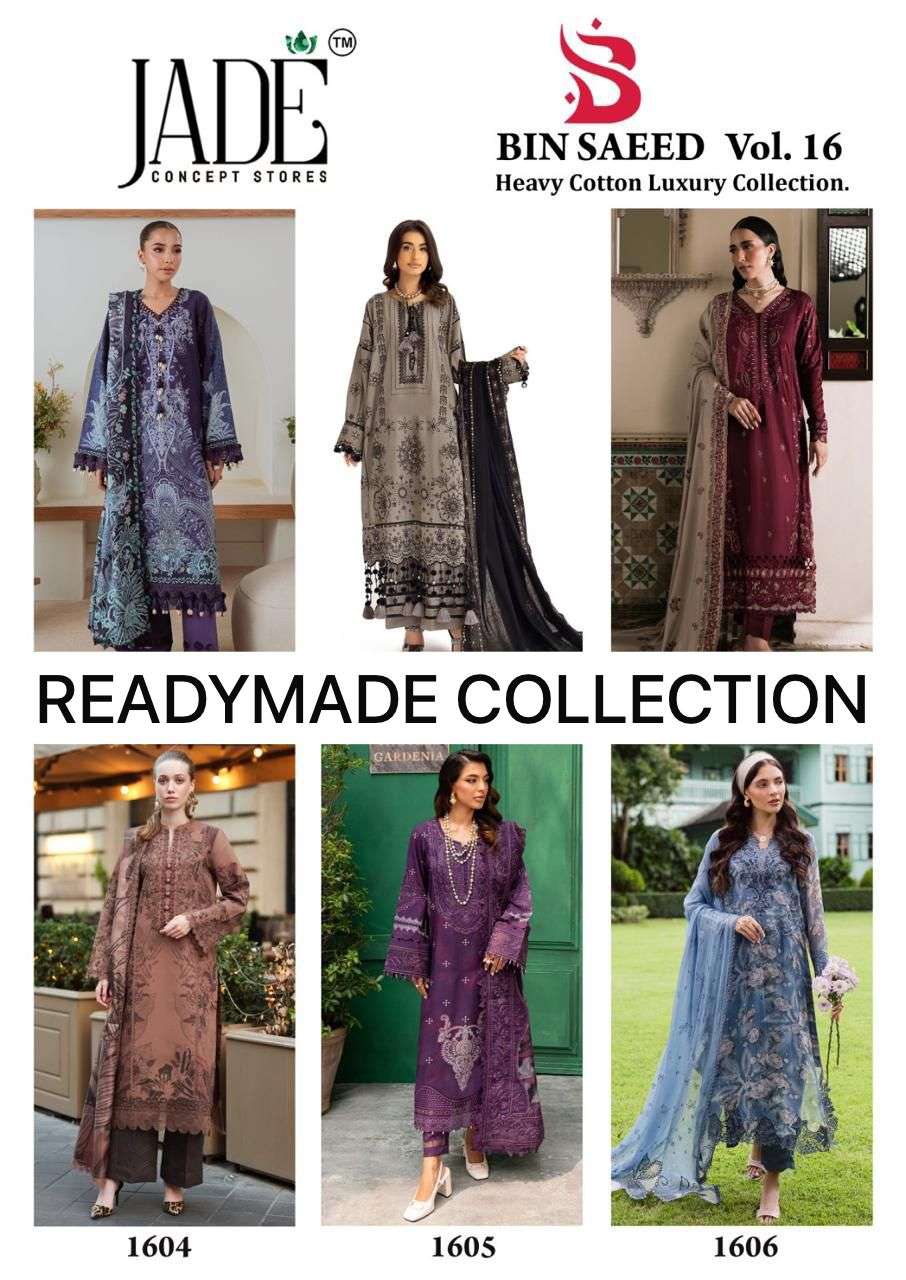 JADE BIN SAEED HEAVY COTTON LUXURY COLLECTION VOL 16 READY MADE COLLECTION 