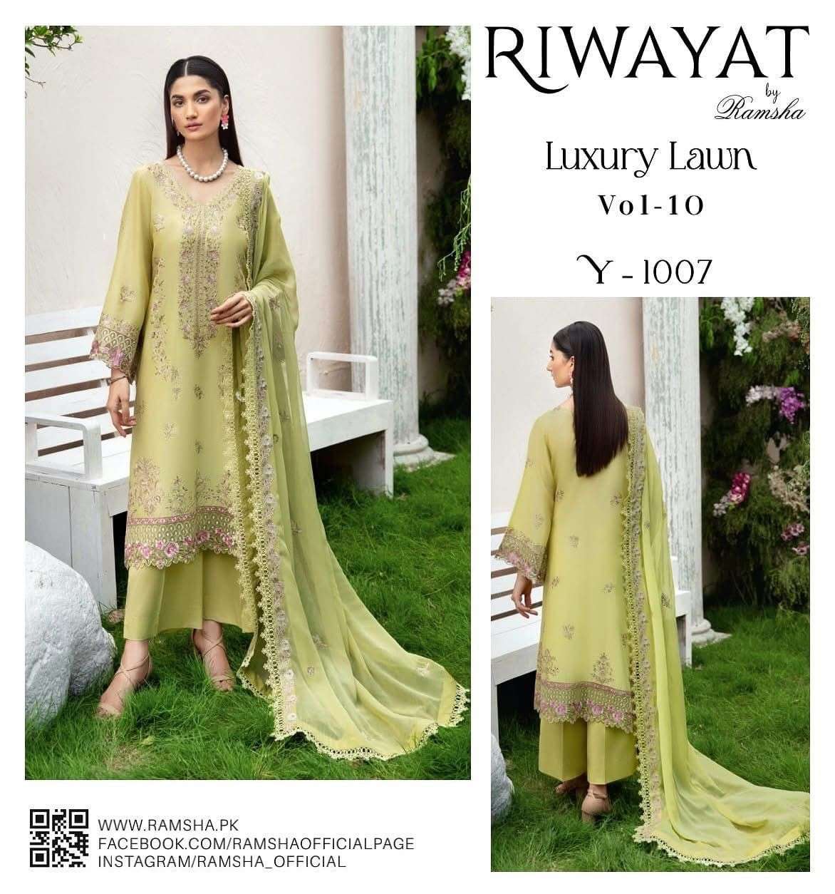 RAMSHA RIWAYAT LUXURY LAWN COLLECTION VOL 10 
