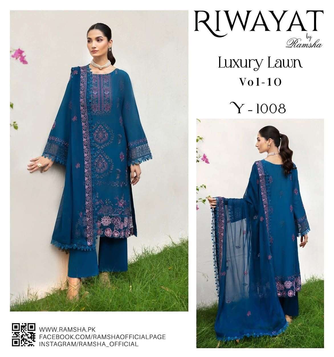 RAMSHA RIWAYAT LUXURY LAWN COLLECTION VOL 10 