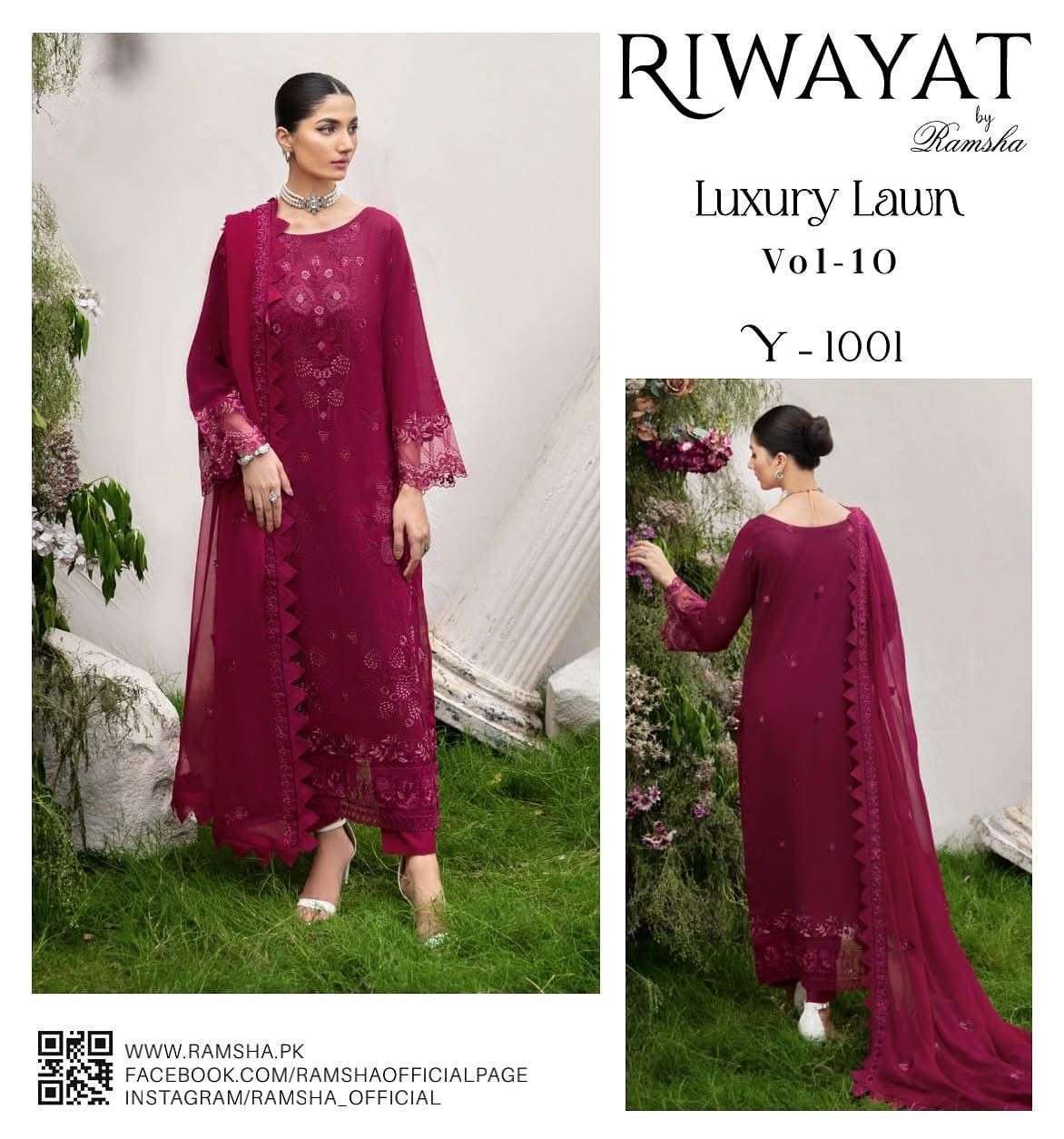 RAMSHA RIWAYAT LUXURY LAWN COLLECTION VOL 10 