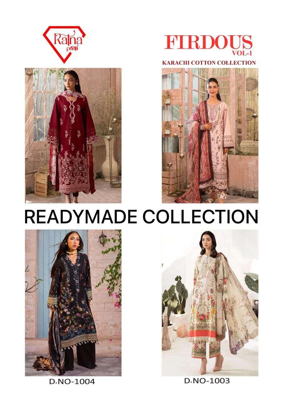 RATNA PRINTS FIRDOUS VOL 1 READY MADE COLLECTION 
