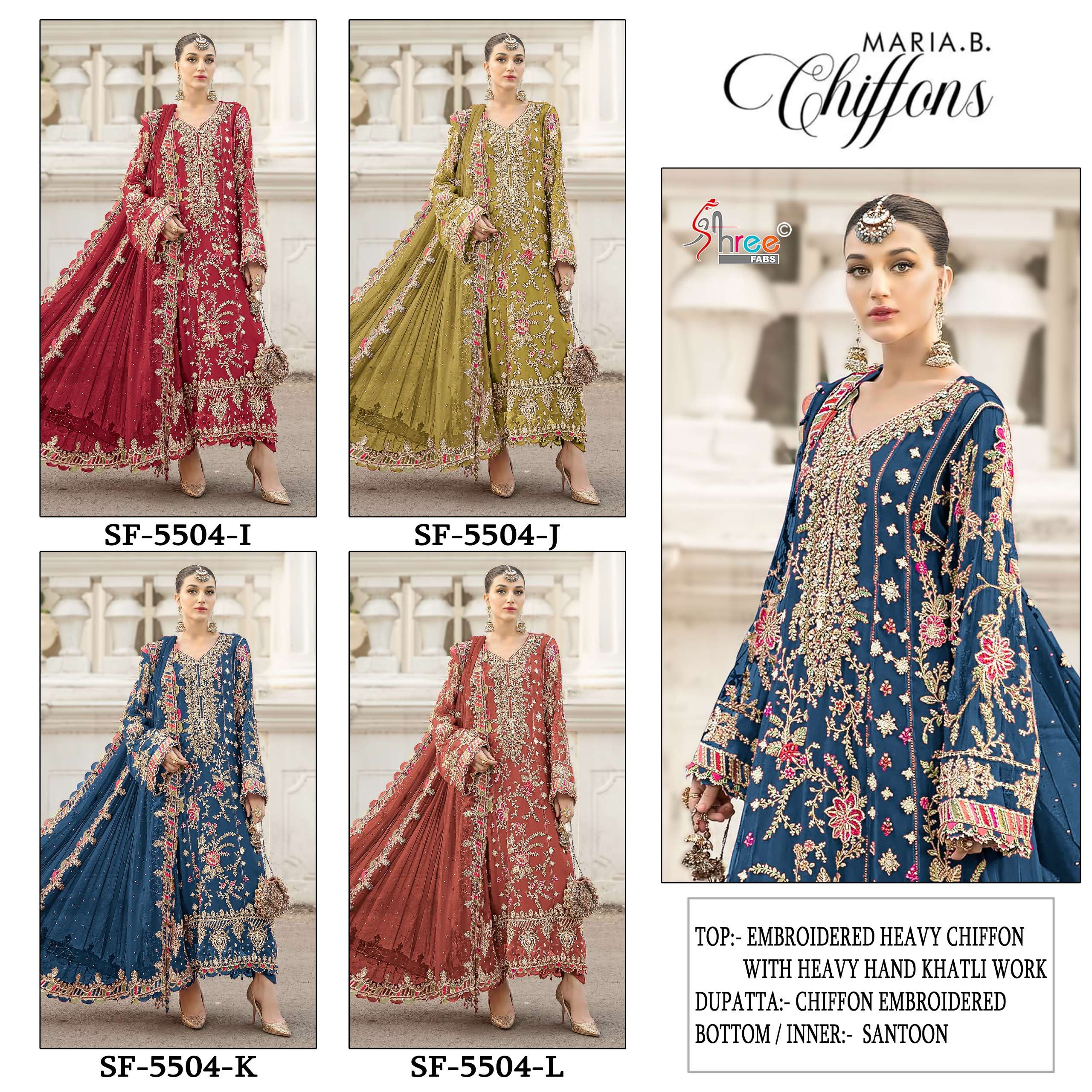 SHREE FABS SF 5504 IJKL CHIFFON HEAVY EMBROIDERED PAKISTANI SUIT