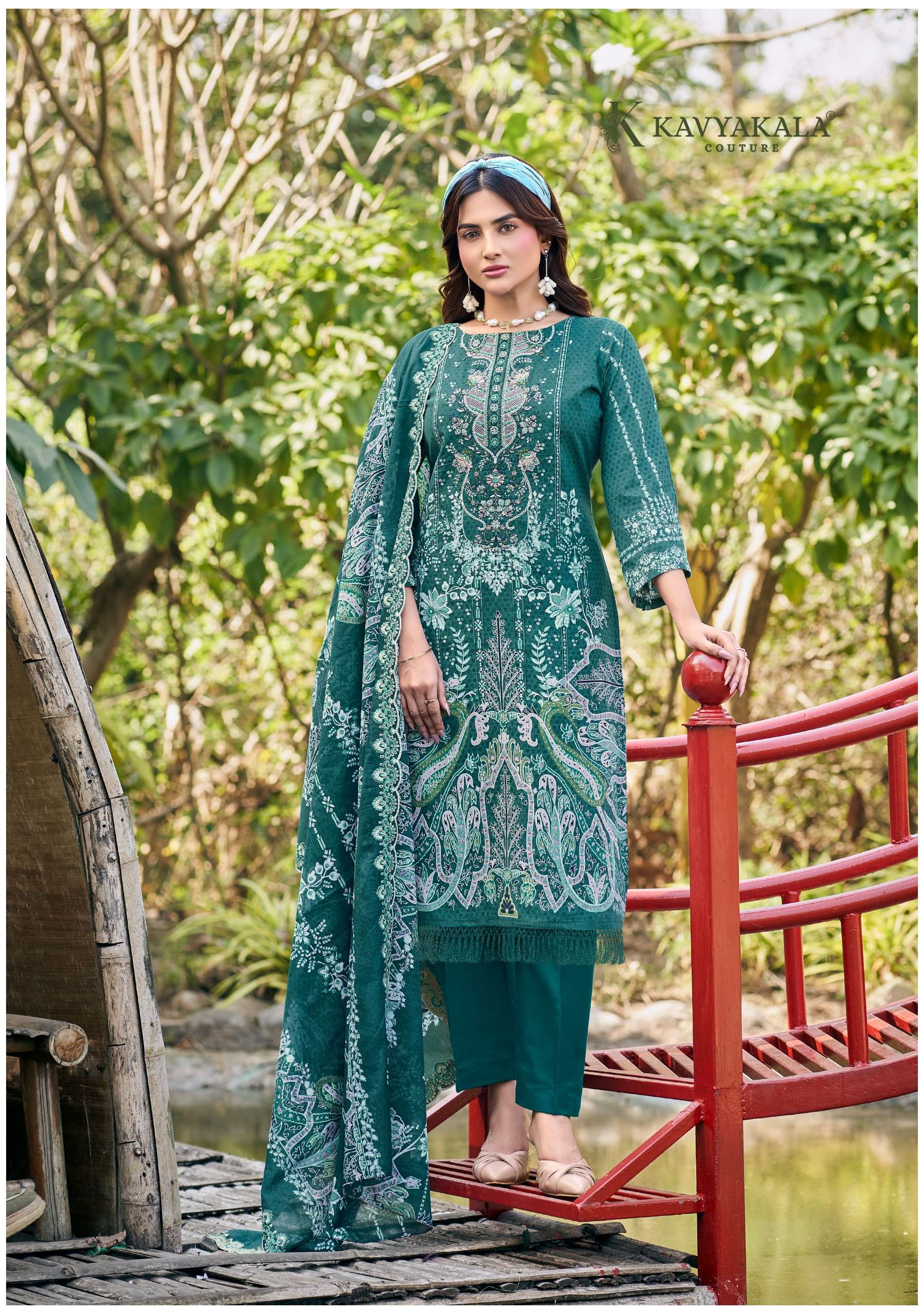 ‎‎ KAVYA‎‎ KALA COUTURE ANARKALI VOL 18 LAWN COTTON DIGITAL PRINT WITH WORK SUIT