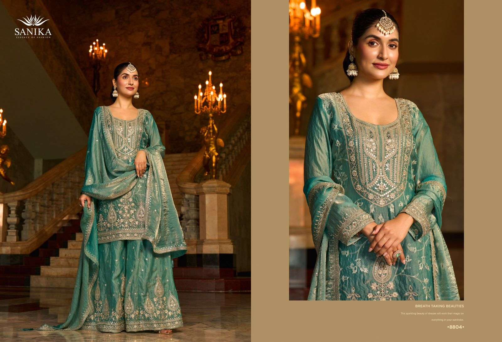 ️SANIKA FASHION IKATRA SILK HEAVY EMBROIDERD DESIGNER WEDDING WEAR LADIES SUIT