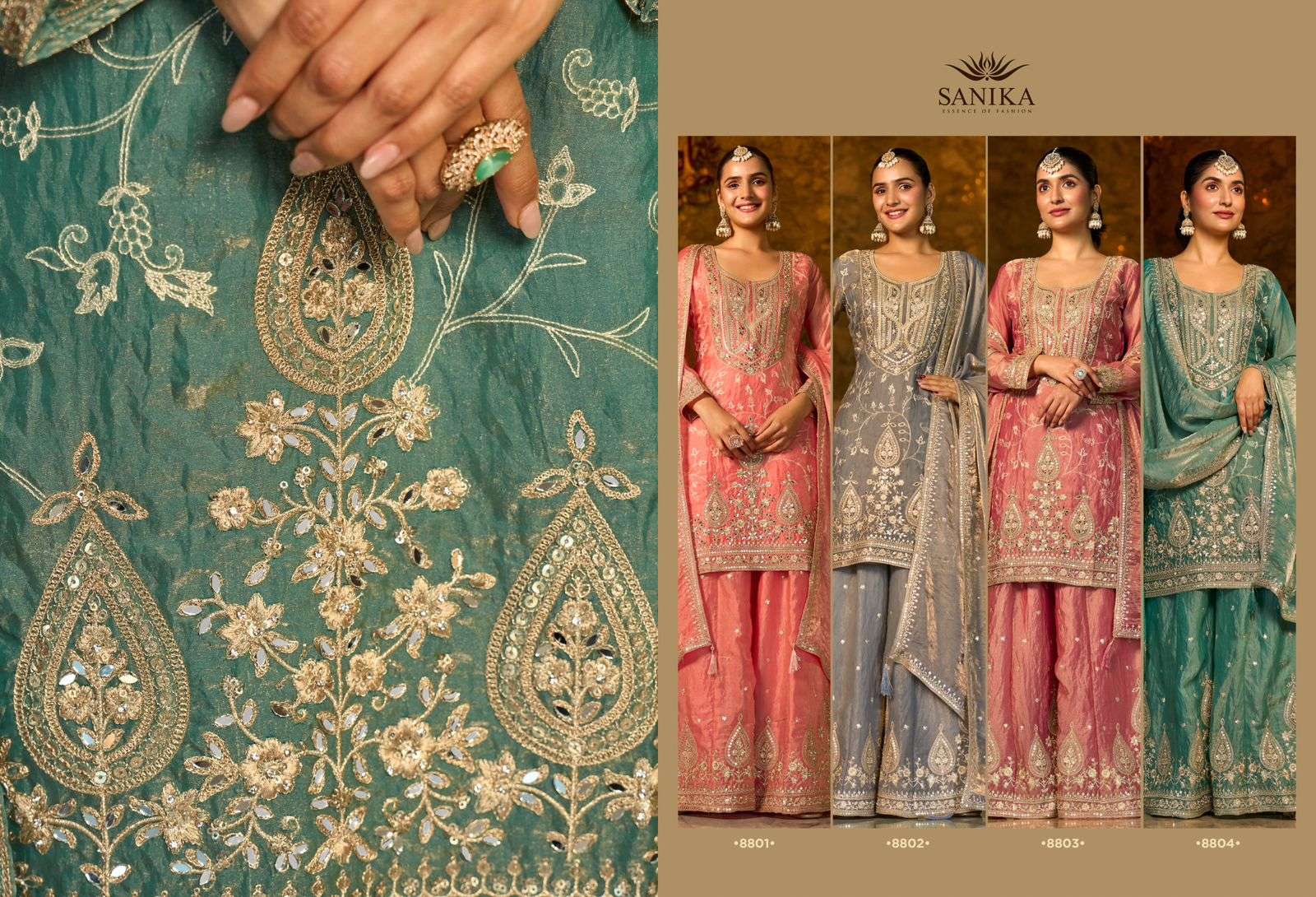 ️SANIKA FASHION IKATRA SILK HEAVY EMBROIDERD DESIGNER WEDDING WEAR LADIES SUIT