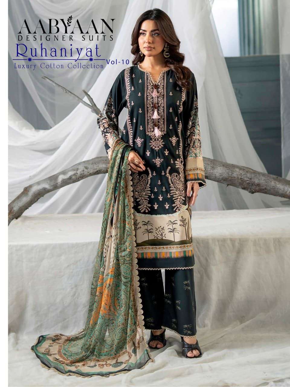 AABYAAN DESIGNER SUIT RUHANIYAT VOL 10 COTTON DIGITAL KARACHI STYLE PRINT SALWAR SUIT