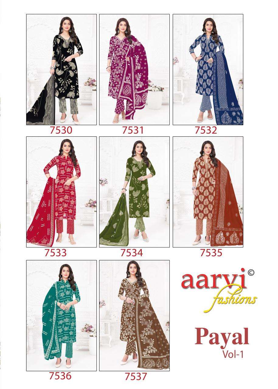 AARVI FASHION PAYAL VOL 1 COTTON PRINTED LADIES READY MADE SUIT