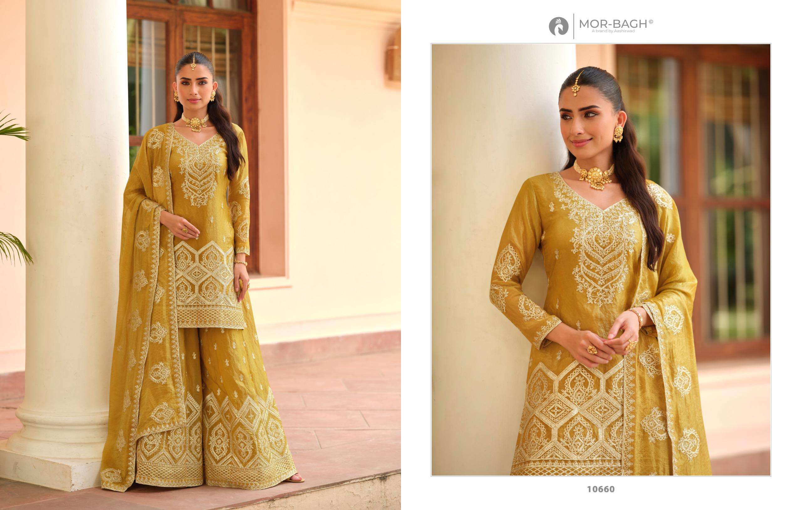 AASHIRWAD CREATION MANYA SILK HEAVY EMBROIDERD DESIGNER WEDDING WEAR SUIT