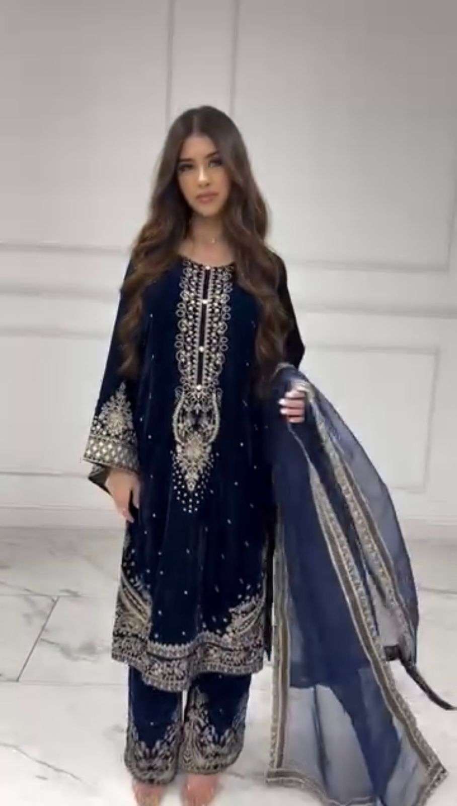 AD 222 VELVET EMBROIDERY DESIGNER FUNCTION WEAR LADIES SUIT
