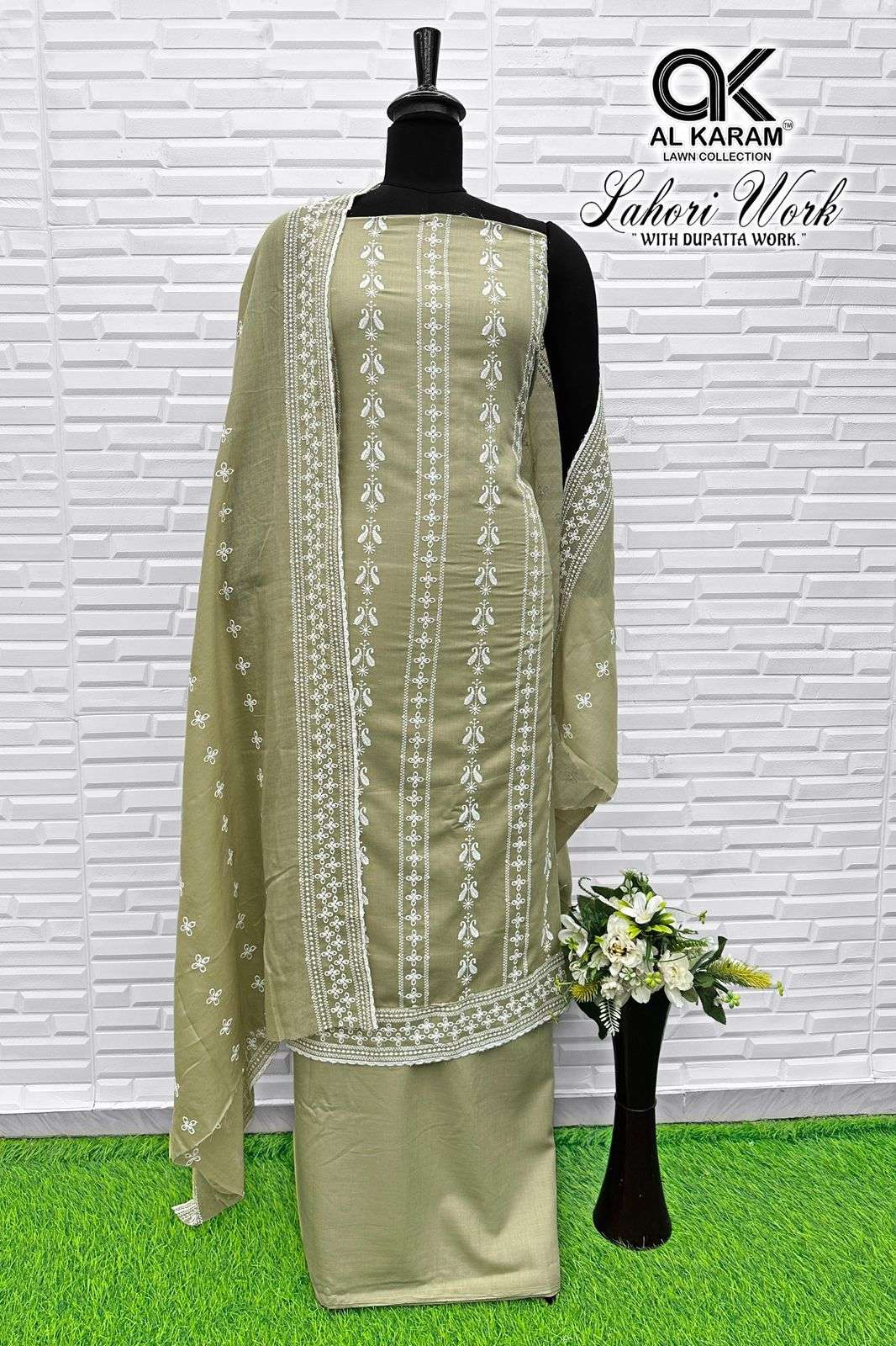 AL KARAM LAHORI VOL 2 COTTON EMBROIDERY DESIGNER WORK SUIT