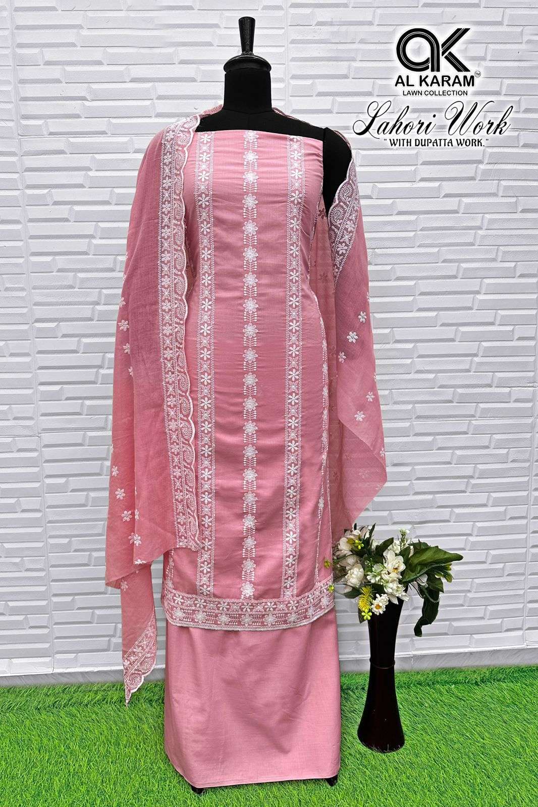 AL KARAM LAHORI VOL 2 COTTON EMBROIDERY DESIGNER WORK SUIT