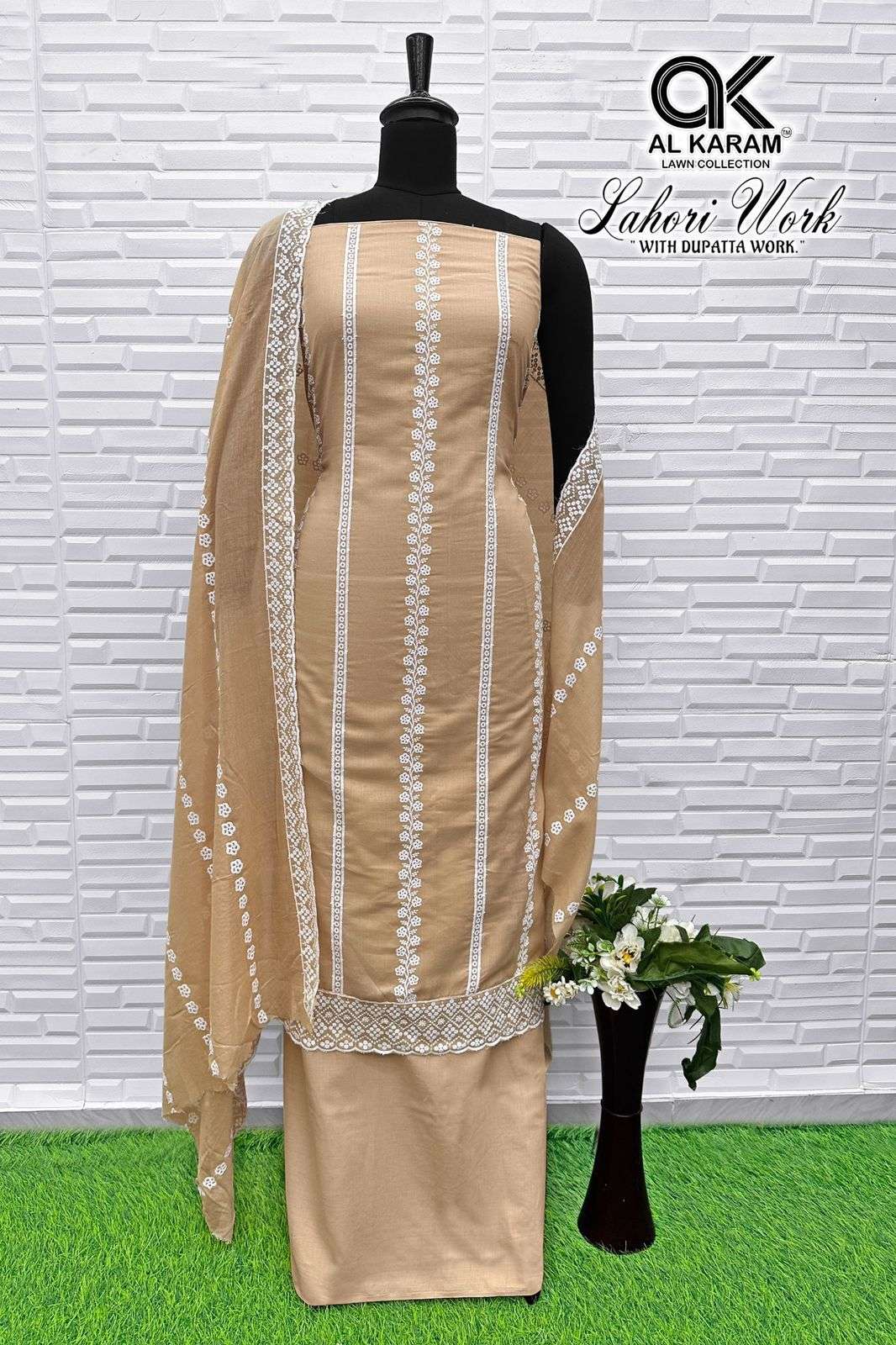AL KARAM LAHORI VOL 2 COTTON EMBROIDERY DESIGNER WORK SUIT