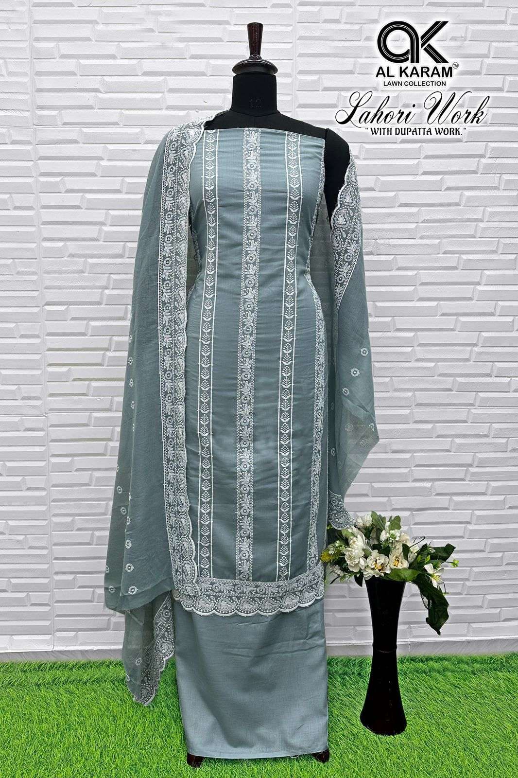 AL KARAM LAHORI VOL 2 COTTON EMBROIDERY DESIGNER WORK SUIT