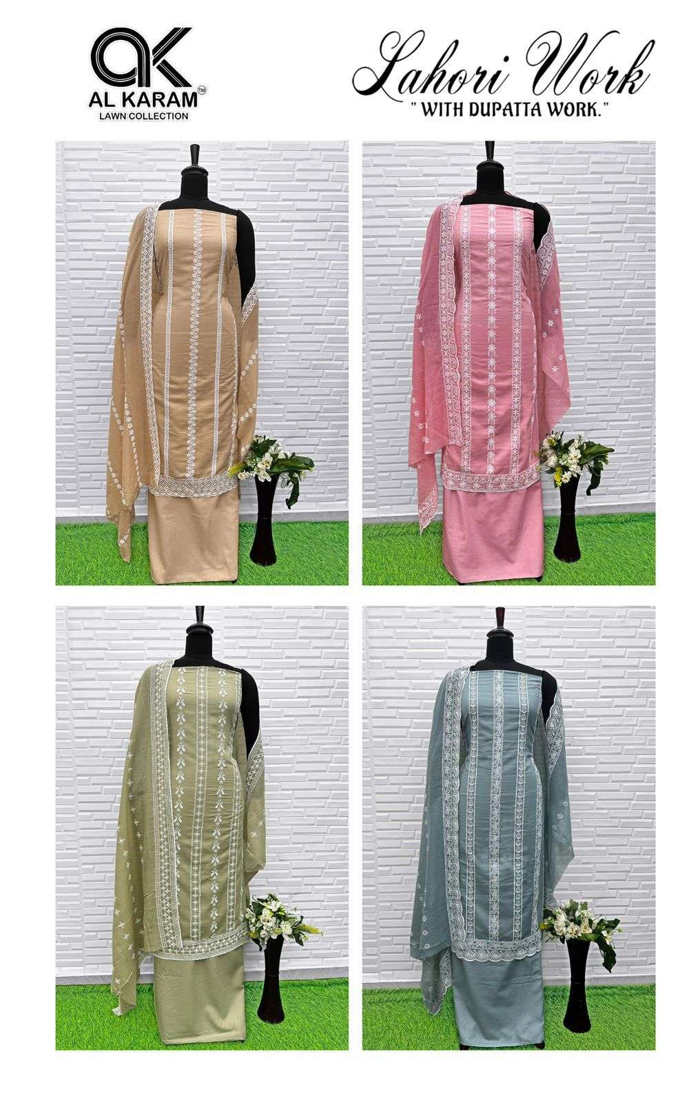 AL KARAM LAHORI VOL 2 COTTON EMBROIDERY DESIGNER WORK SUIT