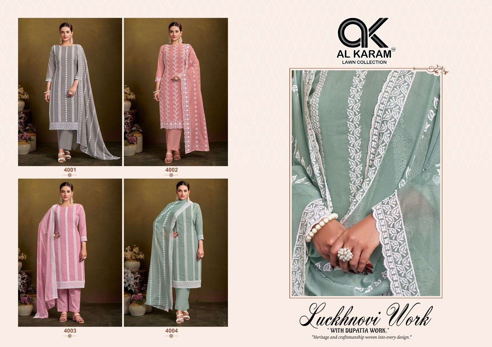 AL KARAM LUCKNOWI VOL 2 COTTON FANCY WORK SUIT