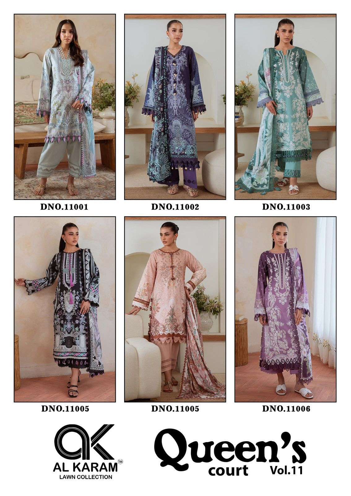AL KARAM QUEENS COURT VOL 11 COTTON DIGITAL PRINTS UNSTITCH SALWAR KAMEEZ