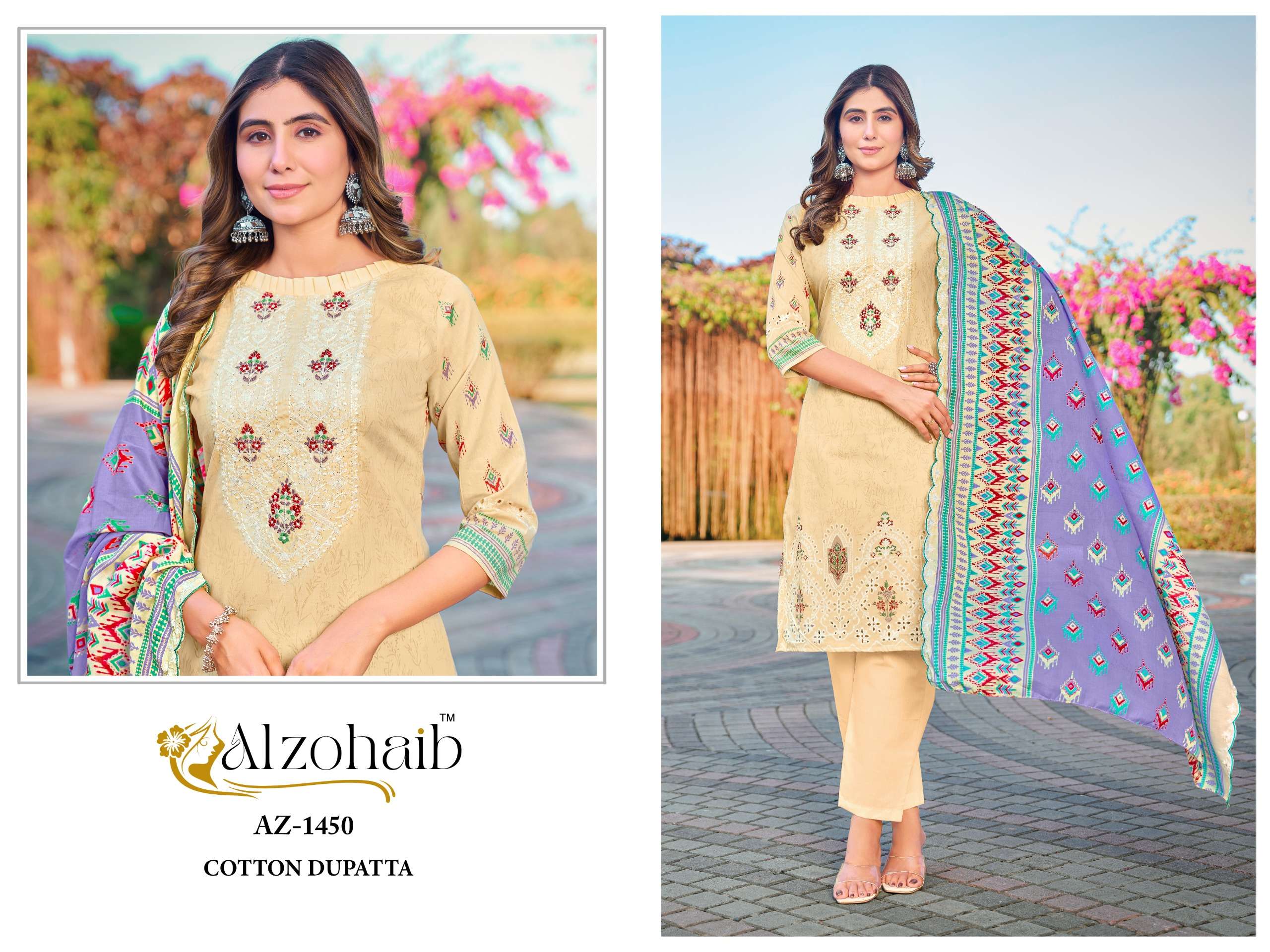 AL ZOHAIB AALIYA VOL 1 COTTON EMBROIDERY WORK SUIT
