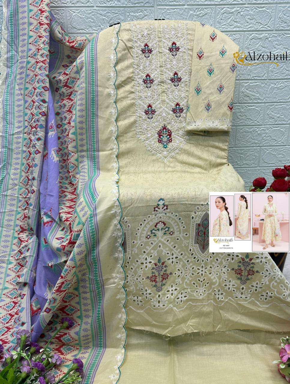 AL ZOHAIB AALIYA VOL 1 COTTON EMBROIDERY WORK SUIT