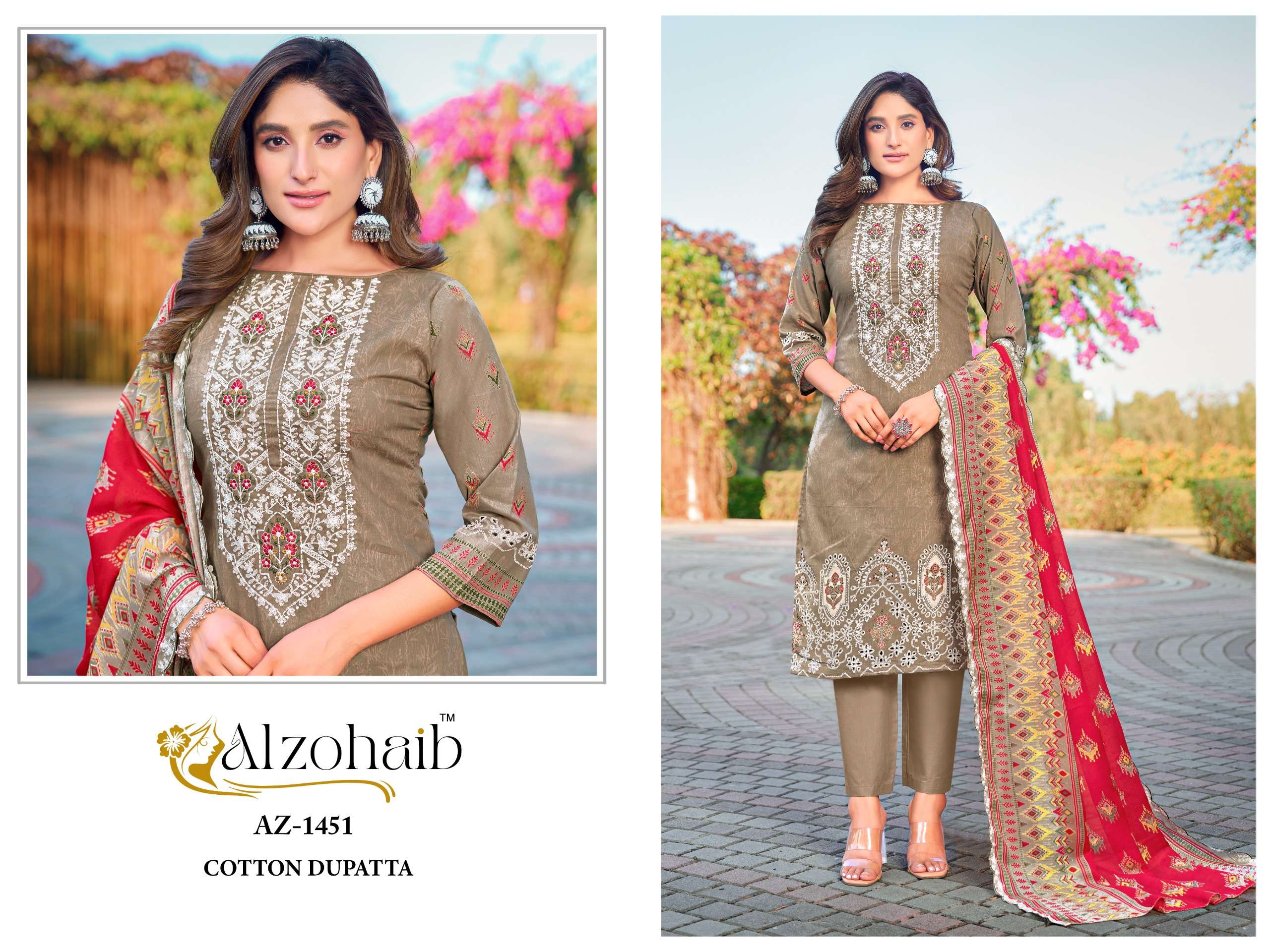 AL ZOHAIB AALIYA VOL 1 COTTON EMBROIDERY WORK SUIT