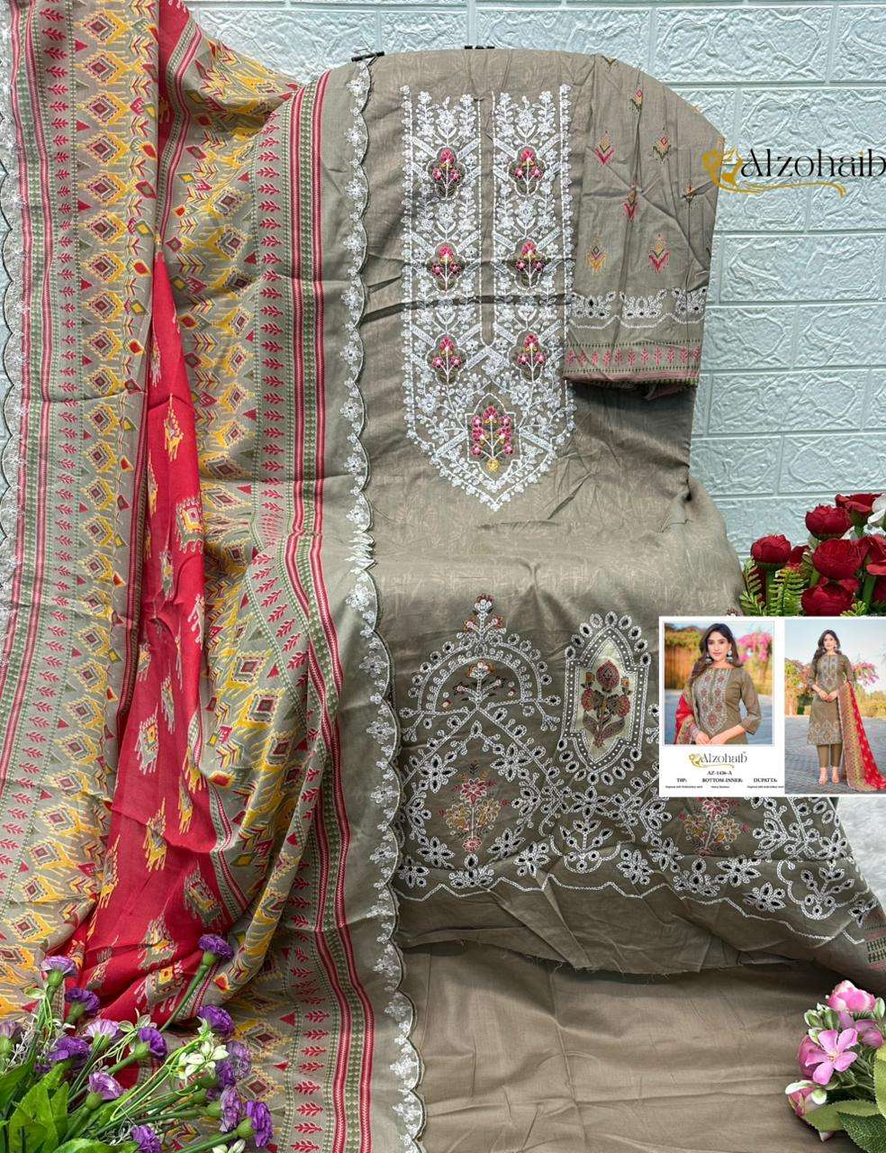 AL ZOHAIB AALIYA VOL 1 COTTON EMBROIDERY WORK SUIT