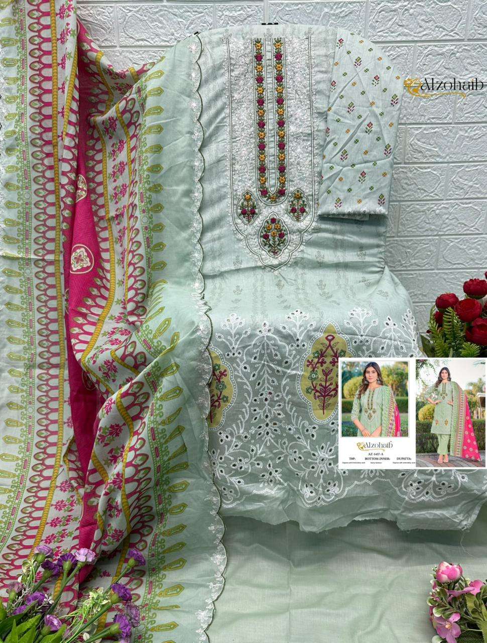 AL ZOHAIB AALIYA VOL 1 COTTON EMBROIDERY WORK SUIT