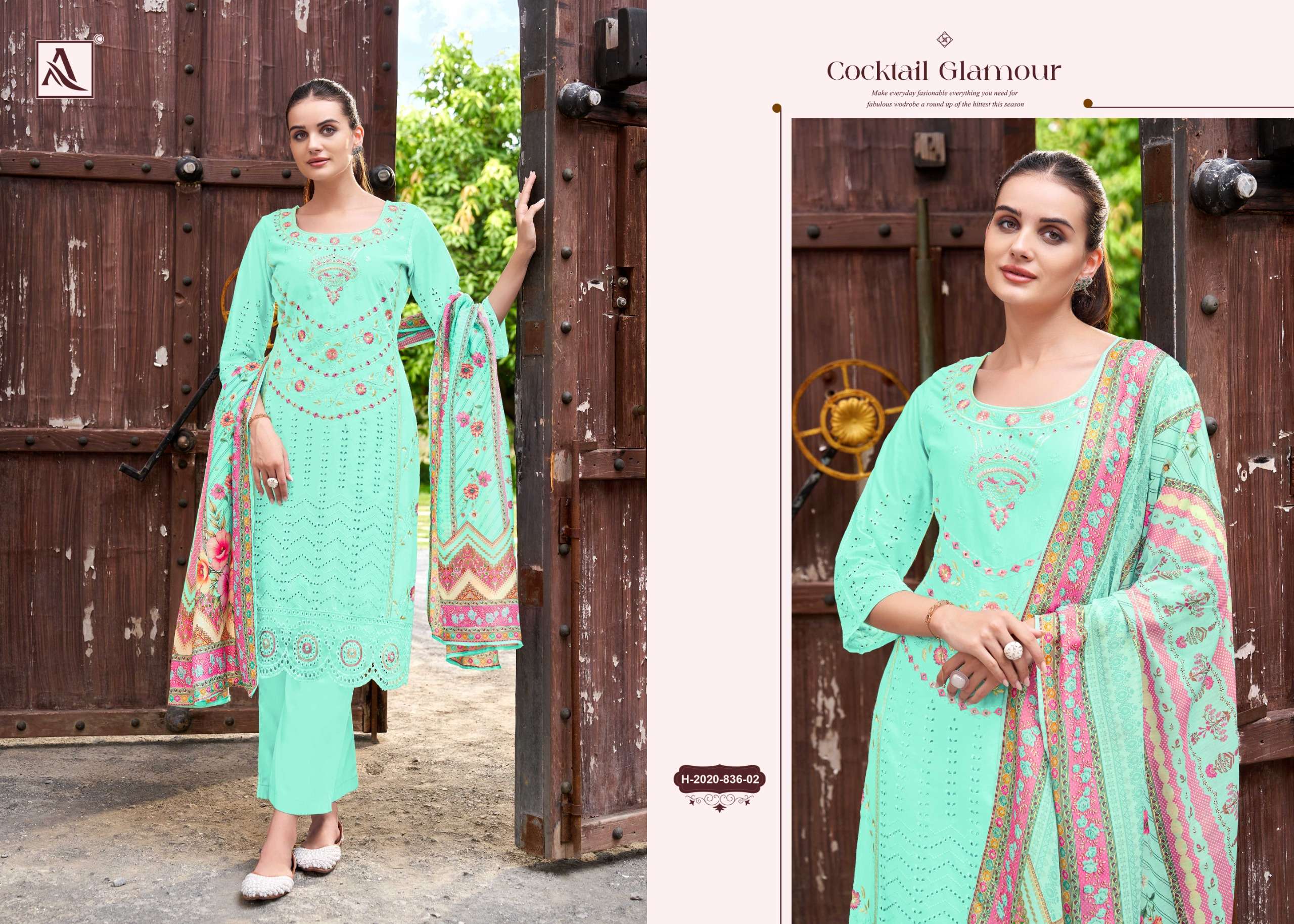ALOK SUITS BEGUM SAHIBA LAWN COTTON FANCY WORK LADIES SUIT