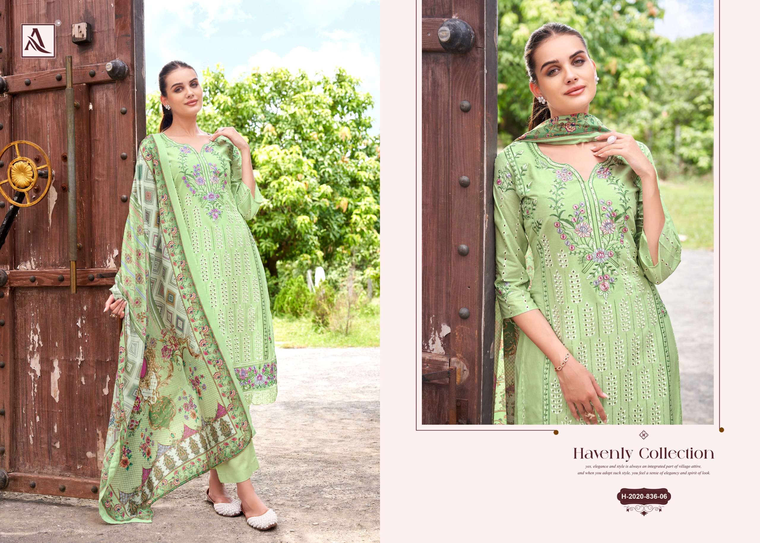 ALOK SUITS BEGUM SAHIBA LAWN COTTON FANCY WORK LADIES SUIT