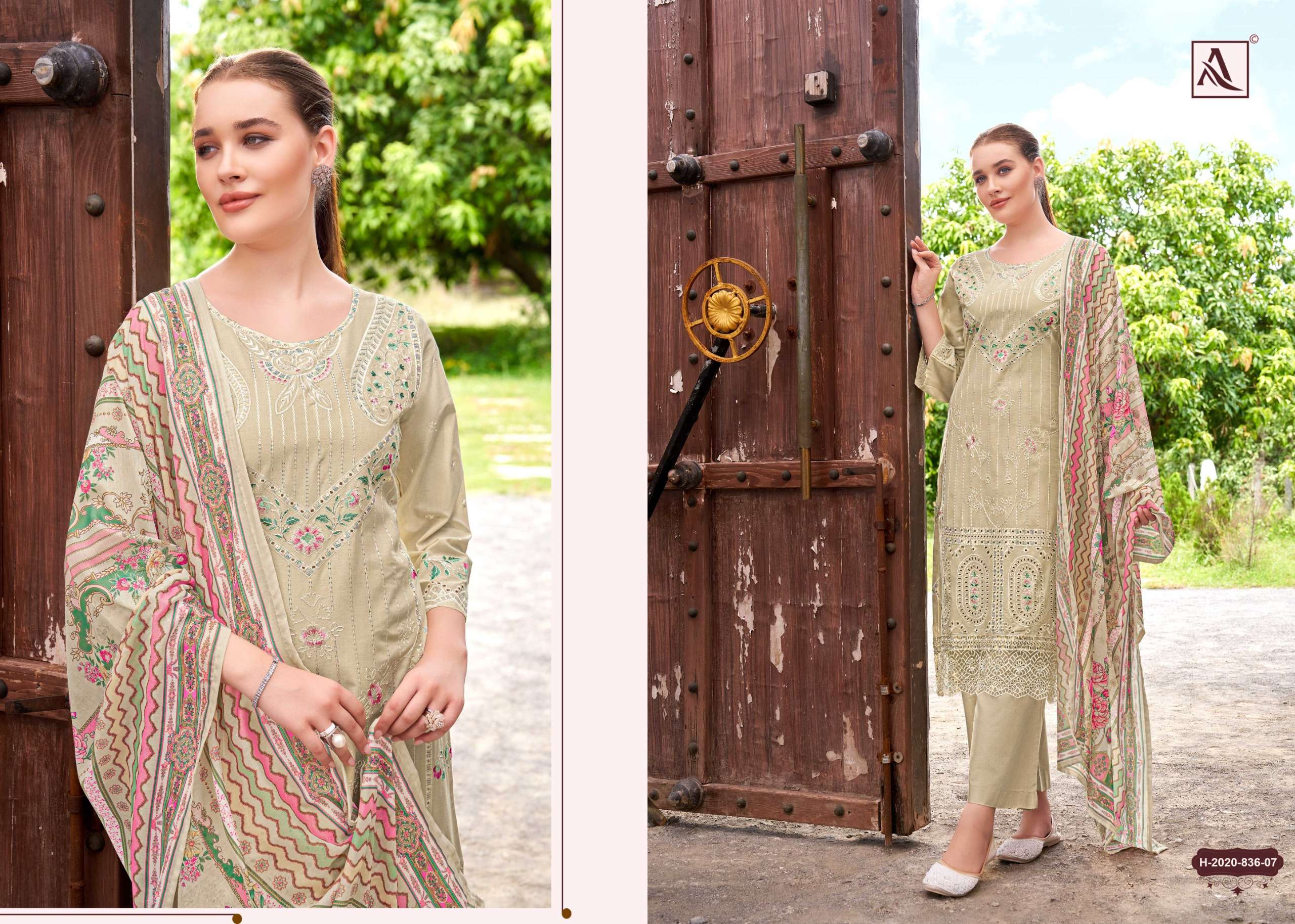 ALOK SUITS BEGUM SAHIBA LAWN COTTON FANCY WORK LADIES SUIT