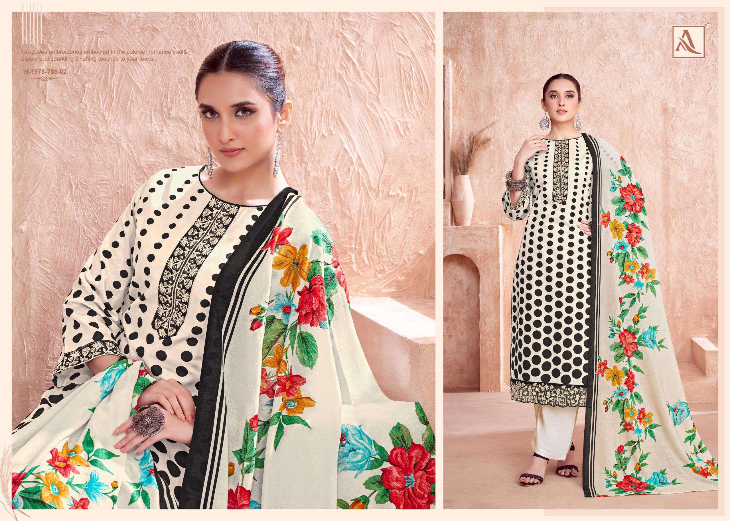 ALOK SUITS EZRA COTTON PRINT WITH FANCY EMBROIDERY WORK SUIT