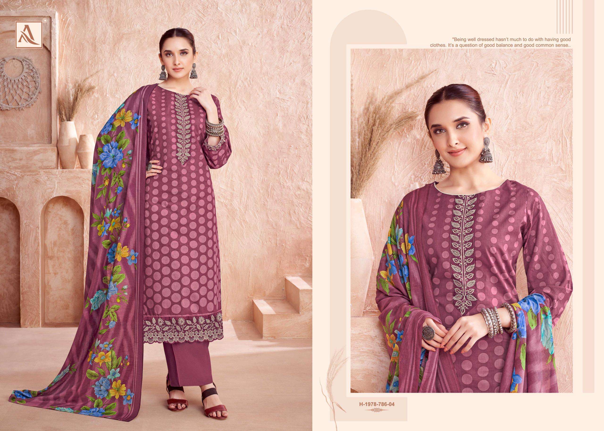 ALOK SUITS EZRA COTTON PRINT WITH FANCY EMBROIDERY WORK SUIT