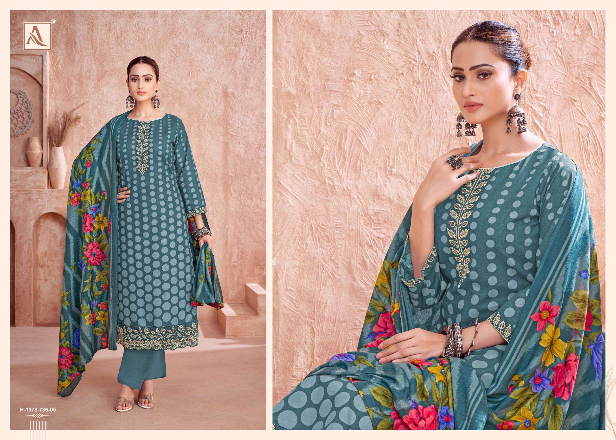 ALOK SUITS EZRA COTTON PRINT WITH FANCY EMBROIDERY WORK SUIT