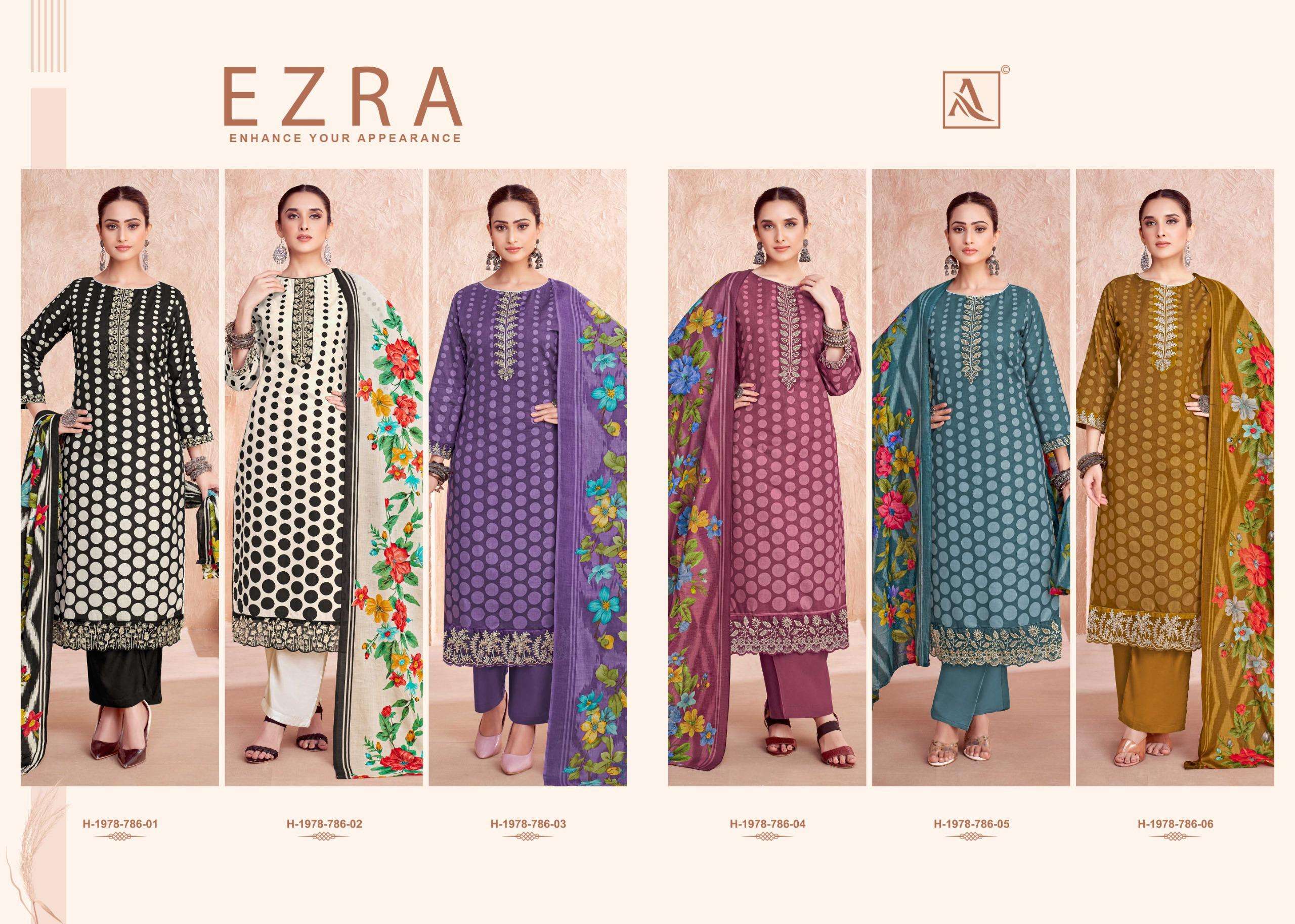 ALOK SUITS EZRA COTTON PRINT WITH FANCY EMBROIDERY WORK SUIT