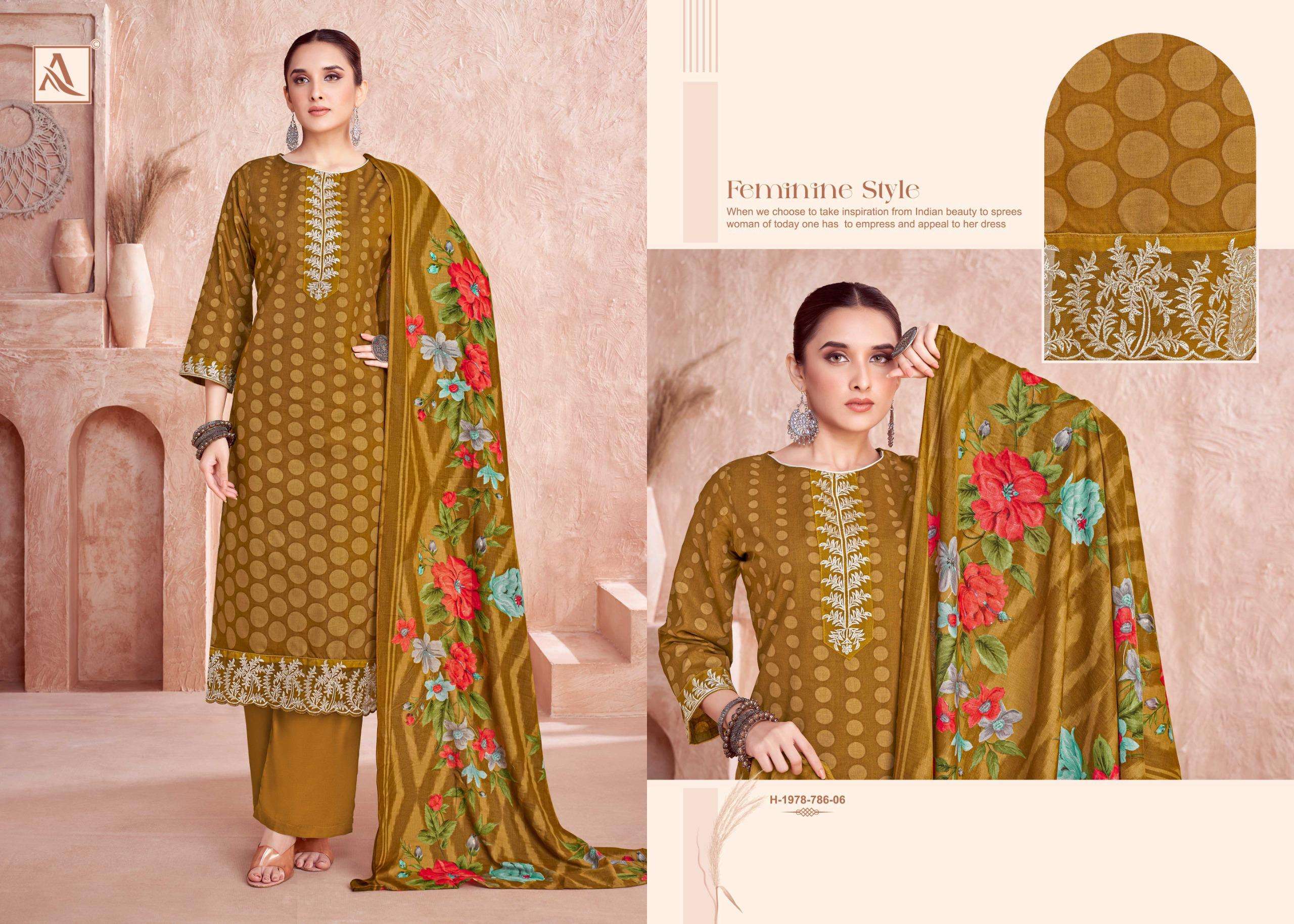 ALOK SUITS EZRA COTTON PRINT WITH FANCY EMBROIDERY WORK SUIT