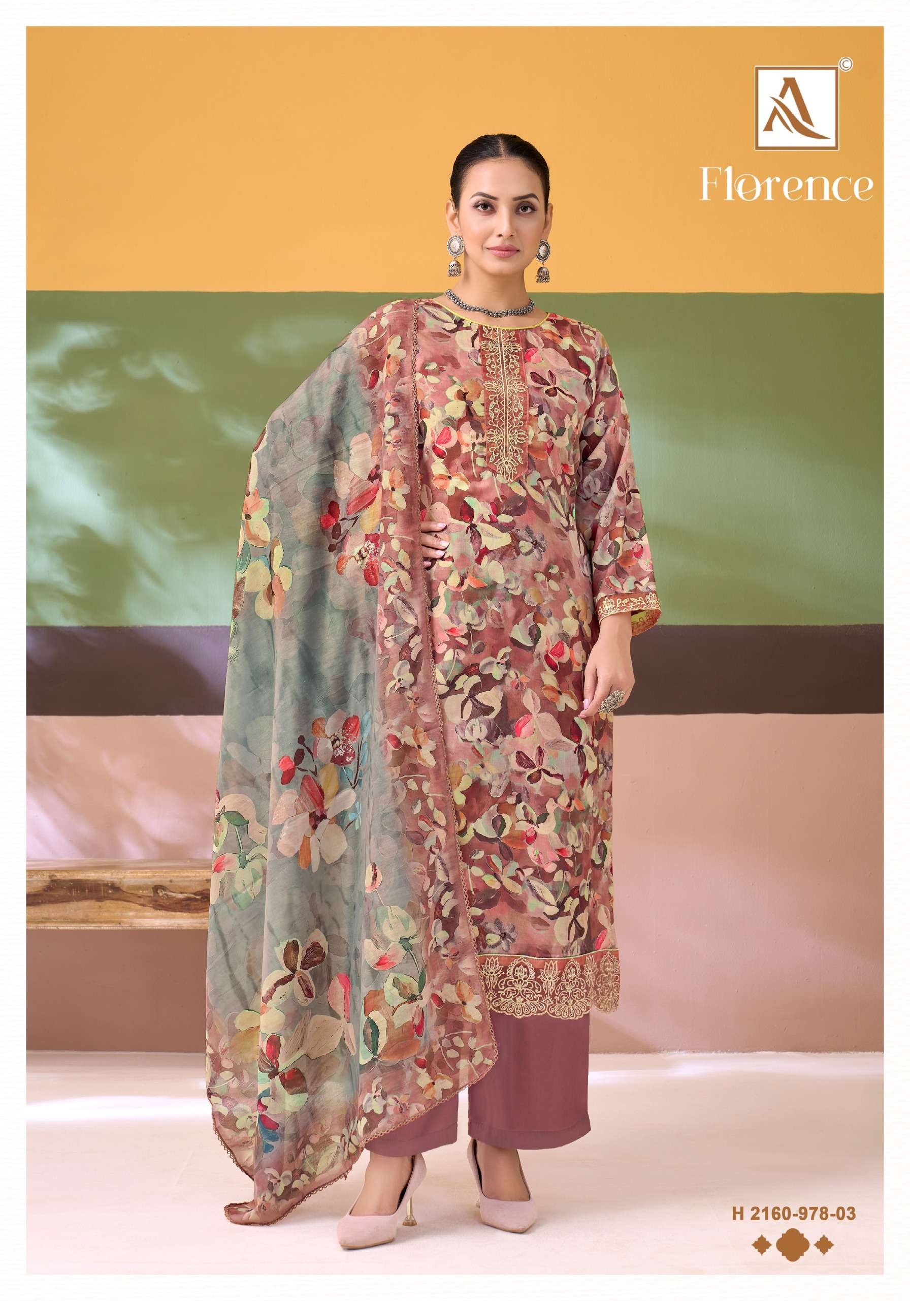 ALOK SUITS FLORENCE COTTON DIGITAL PRINT WITH FANCY WORK SUIT