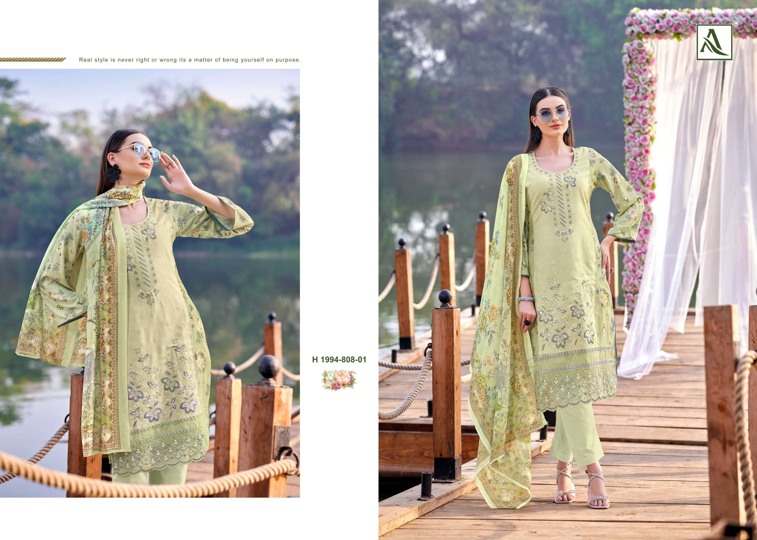 ALOK SUITS FLORIS VISCOSE PRINT WITH FANCY EMBROIDERIES WORK SUIT