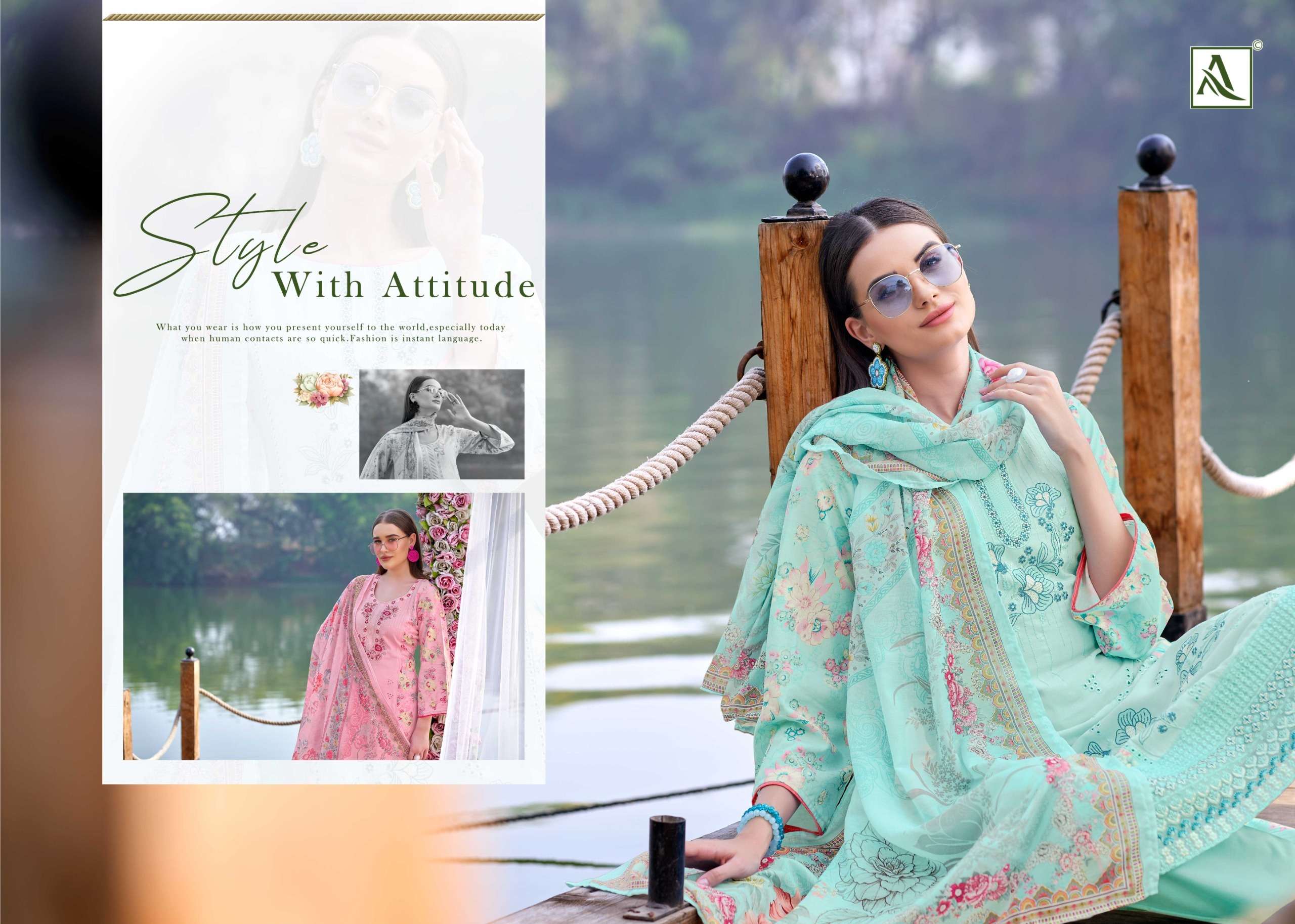 ALOK SUITS FLORIS VISCOSE PRINT WITH FANCY EMBROIDERIES WORK SUIT