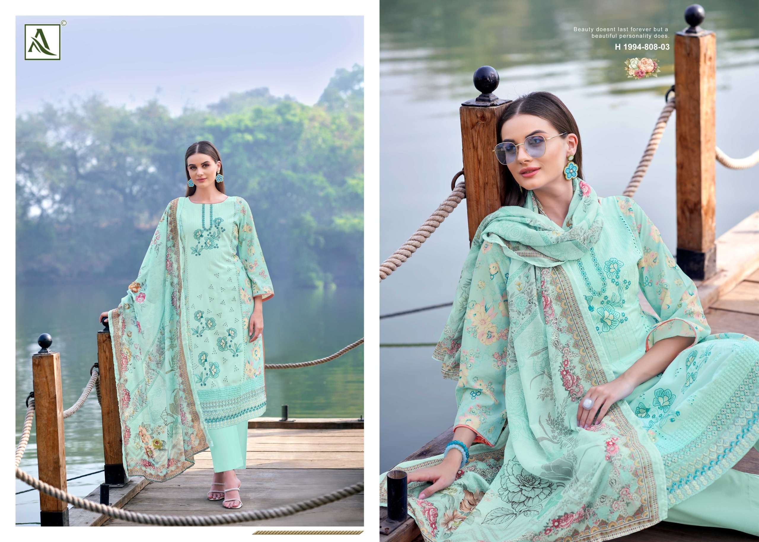 ALOK SUITS FLORIS VISCOSE PRINT WITH FANCY EMBROIDERIES WORK SUIT