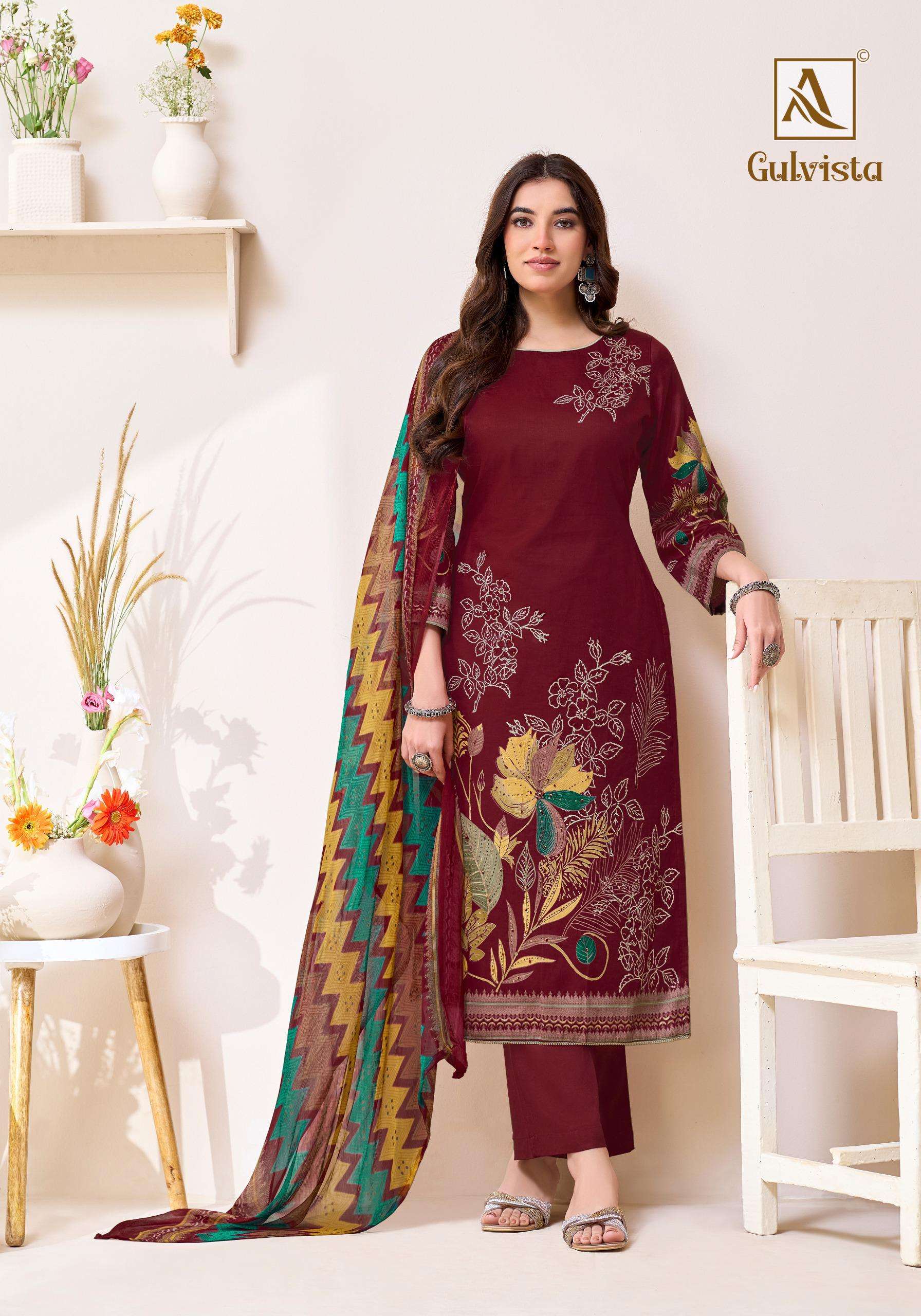 ALOK SUITS GULVISTA JAM COTTON PRINT WITH FANCY HAND WORKS SUIT