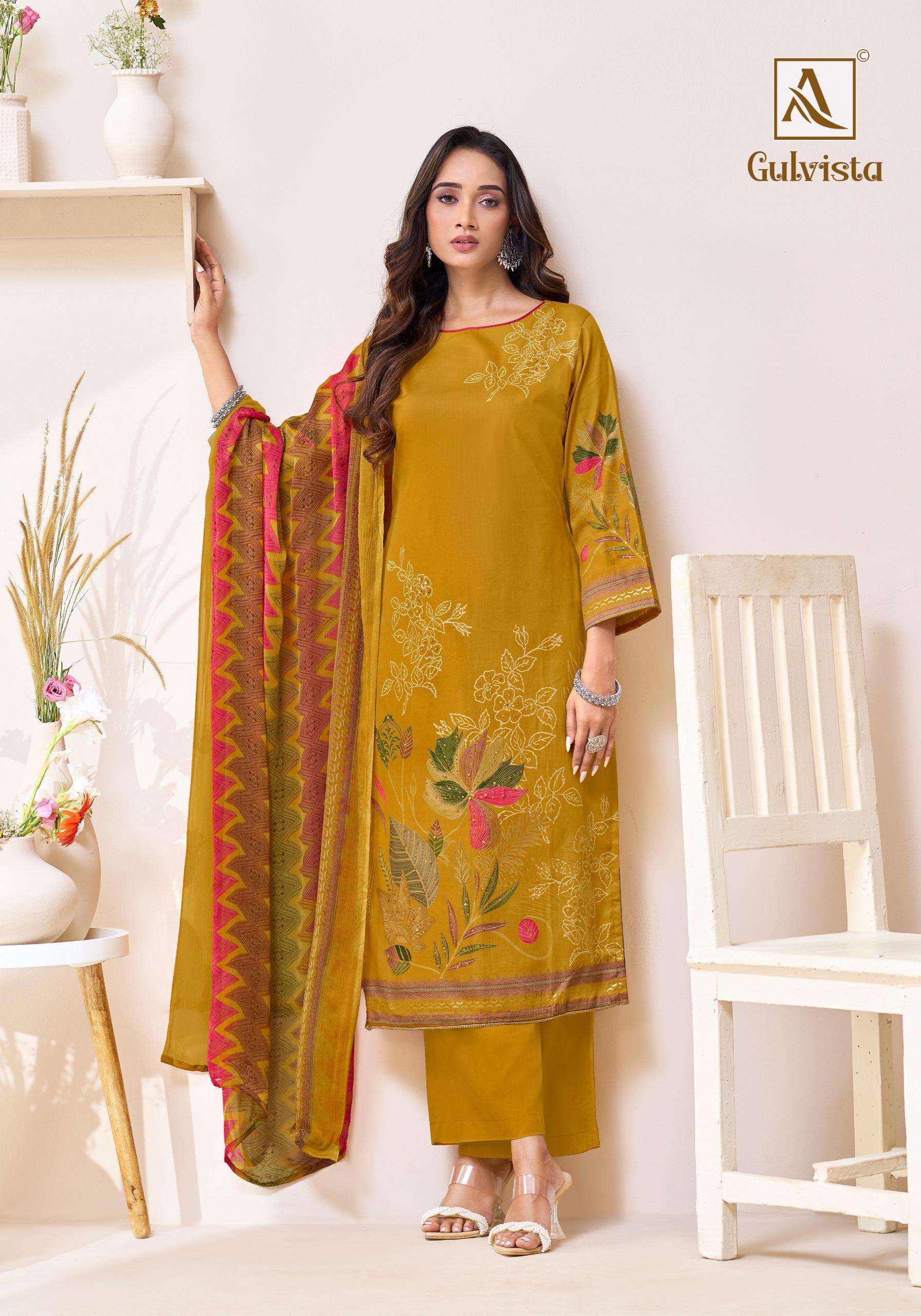 ALOK SUITS GULVISTA JAM COTTON PRINT WITH FANCY HAND WORKS SUIT