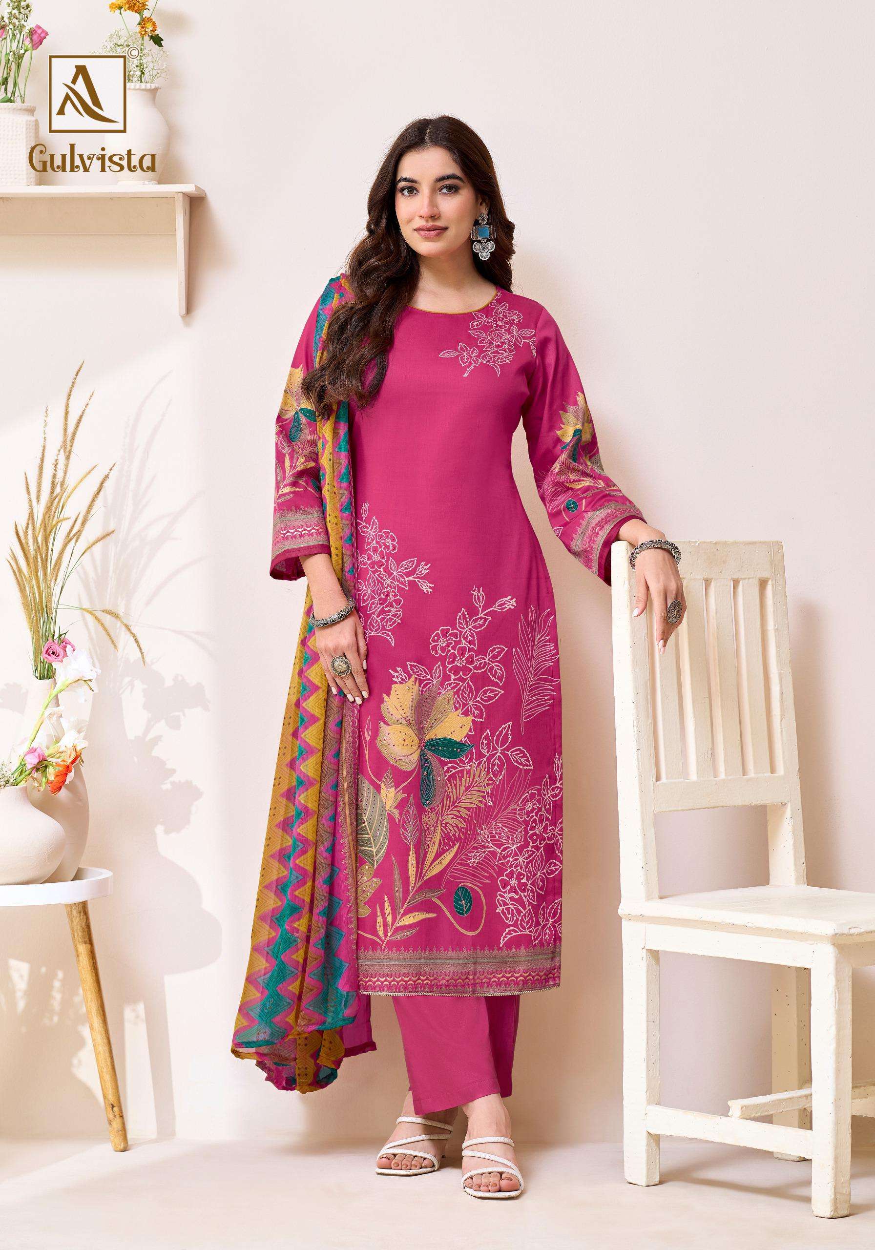 ALOK SUITS GULVISTA JAM COTTON PRINT WITH FANCY HAND WORKS SUIT