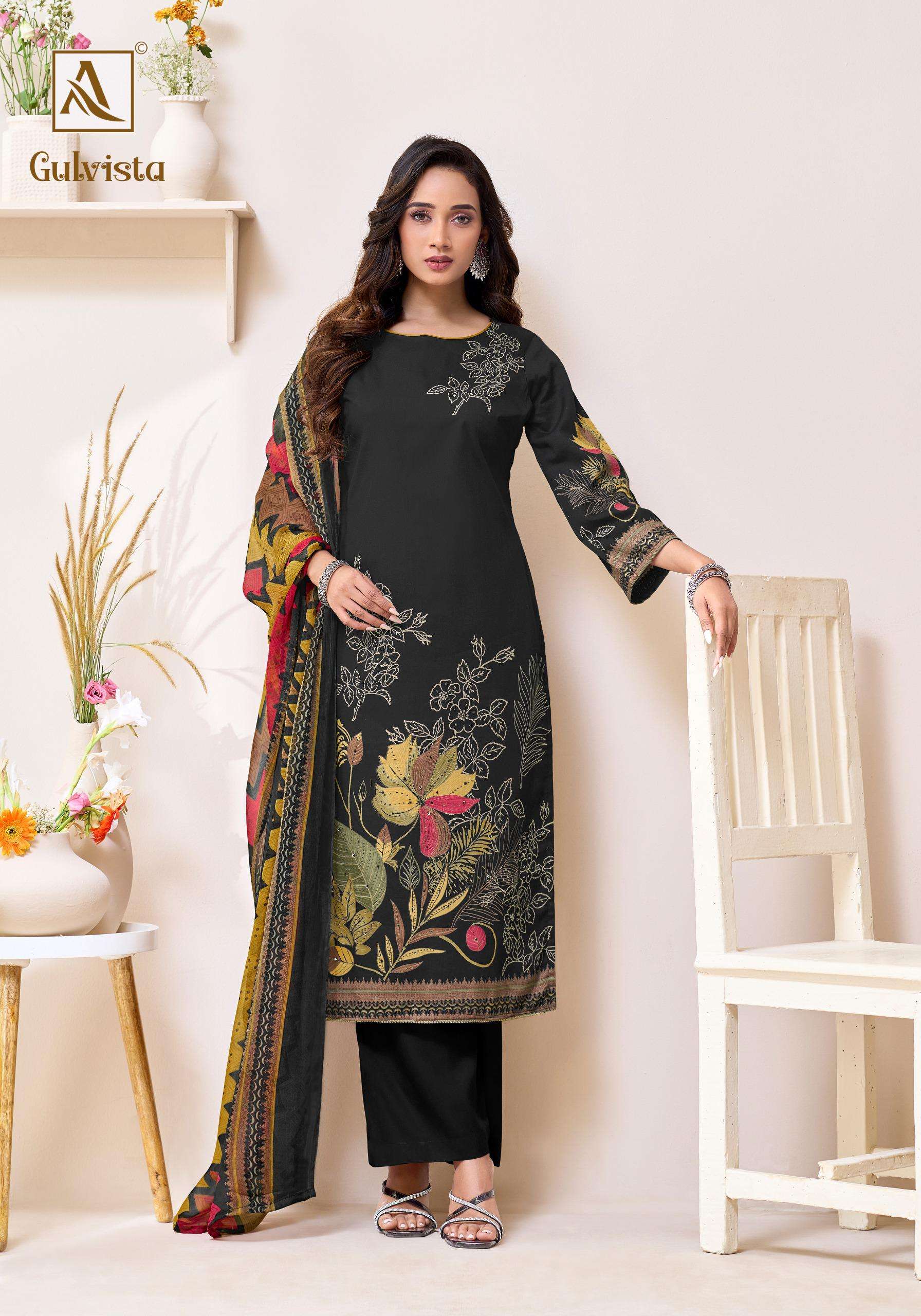 ALOK SUITS GULVISTA JAM COTTON PRINT WITH FANCY HAND WORKS SUIT