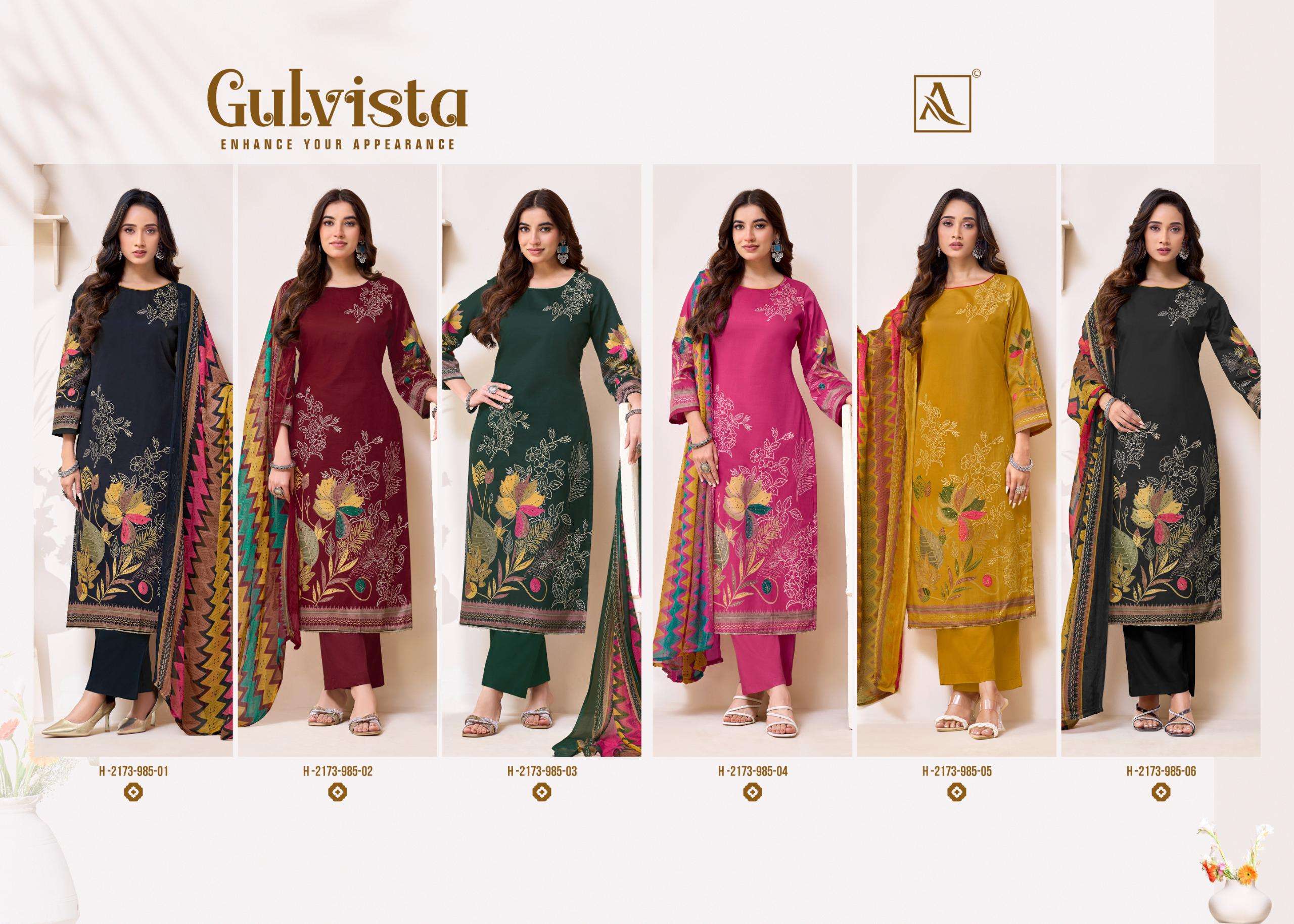 ALOK SUITS GULVISTA JAM COTTON PRINT WITH FANCY HAND WORKS SUIT