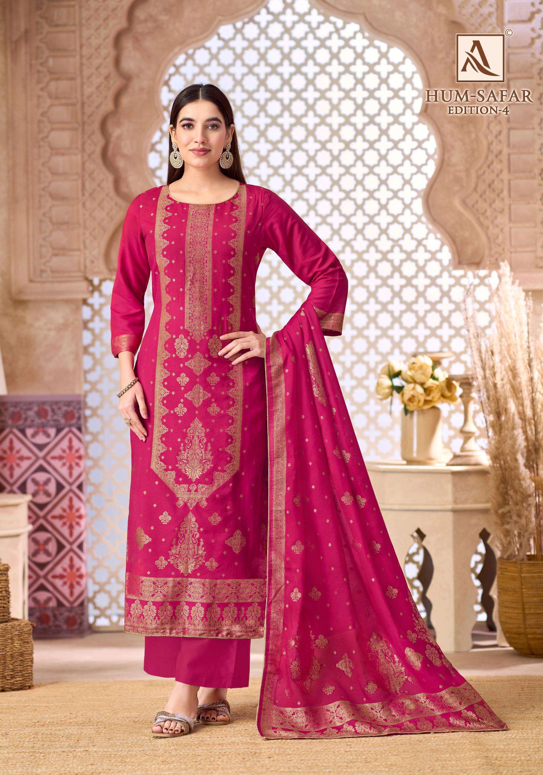 ALOK SUITS HUMSAFAR EDITION 4 VISCOSE JACQUARD DESIGNER WORK LADIES SUIT