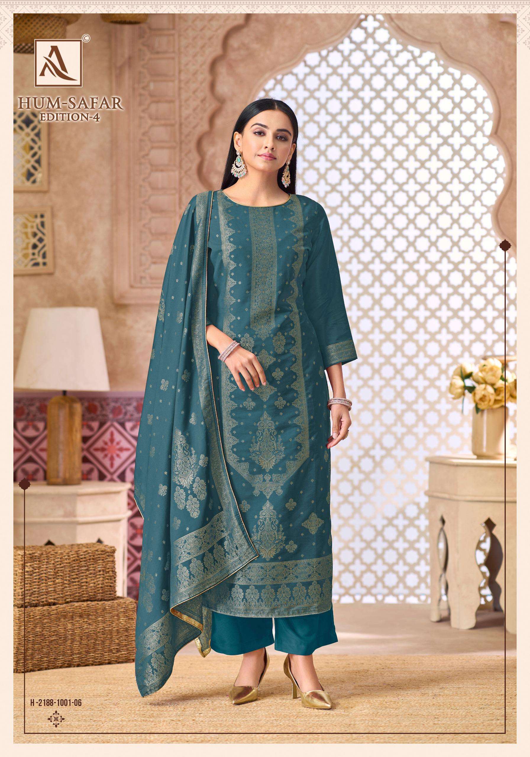 ALOK SUITS HUMSAFAR EDITION 4 VISCOSE JACQUARD DESIGNER WORK LADIES SUIT