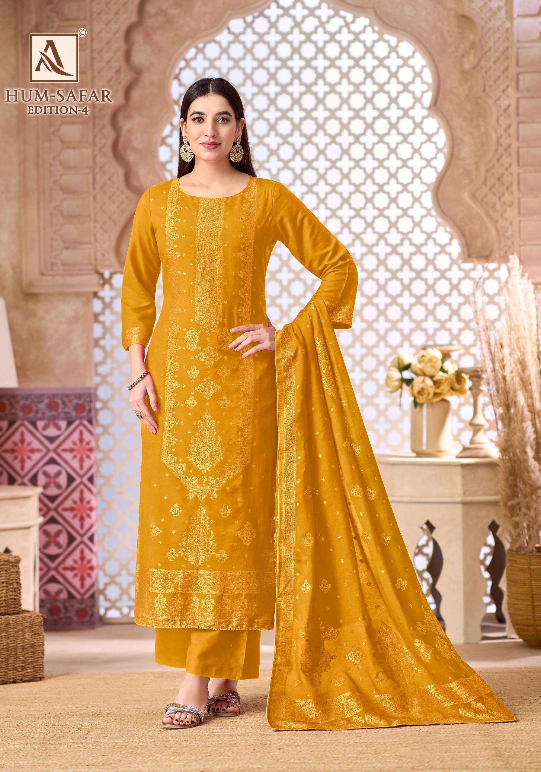 ALOK SUITS HUMSAFAR EDITION 4 VISCOSE JACQUARD DESIGNER WORK LADIES SUIT