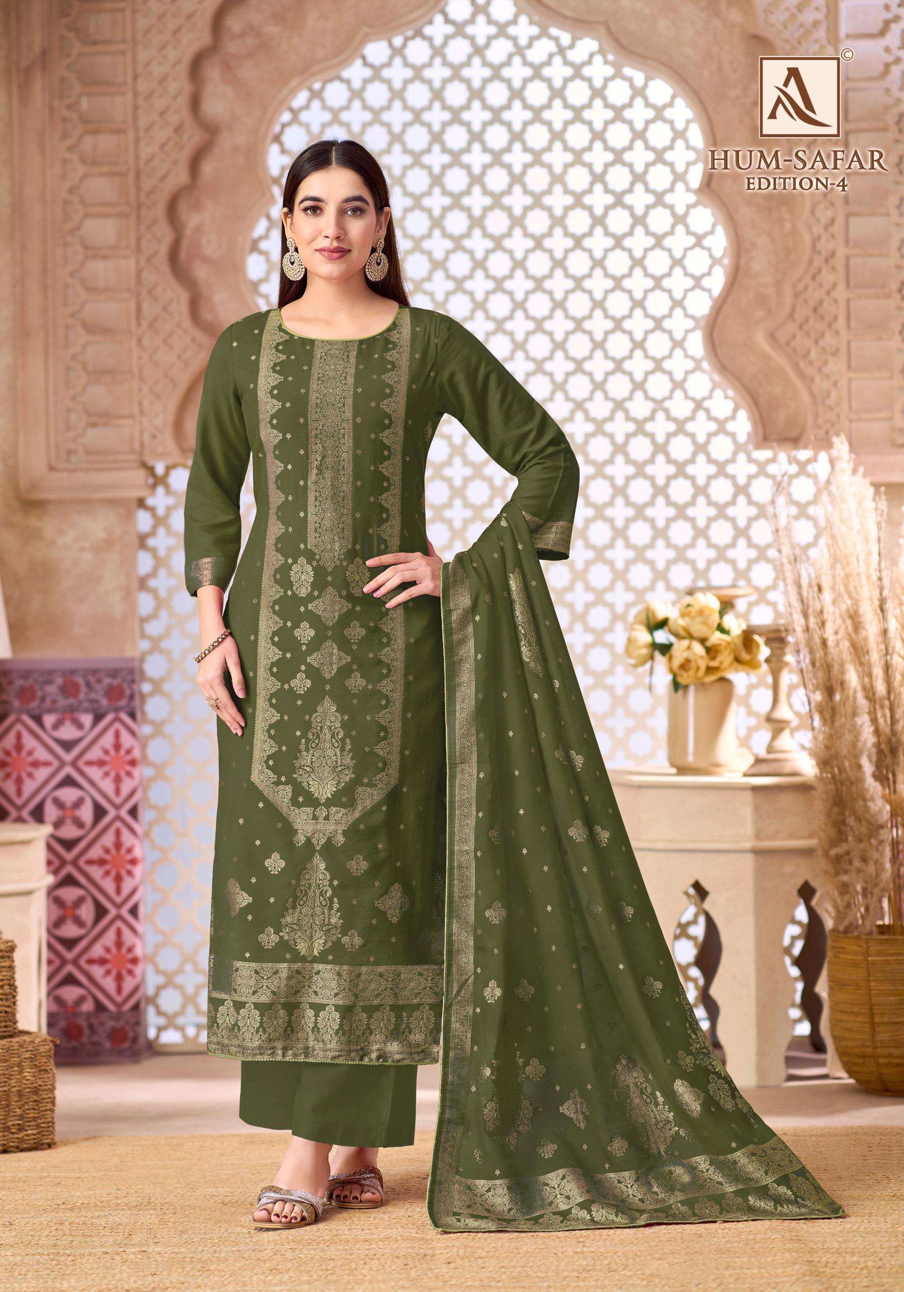 ALOK SUITS HUMSAFAR EDITION 4 VISCOSE JACQUARD DESIGNER WORK LADIES SUIT