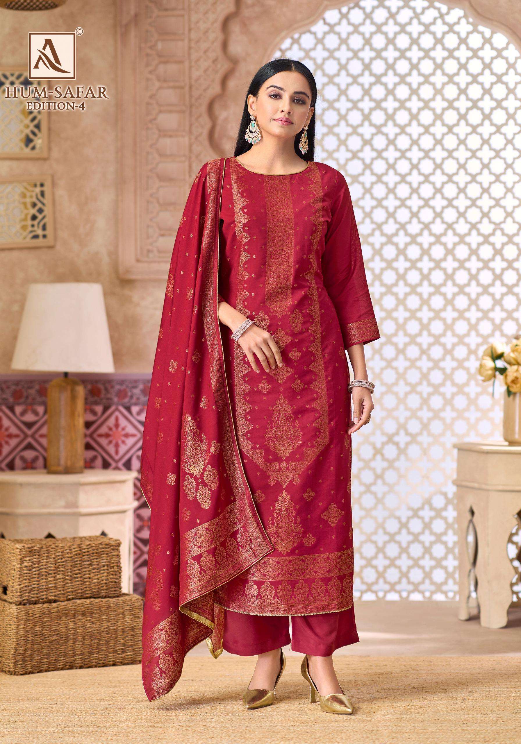 ALOK SUITS HUMSAFAR EDITION 4 VISCOSE JACQUARD DESIGNER WORK LADIES SUIT